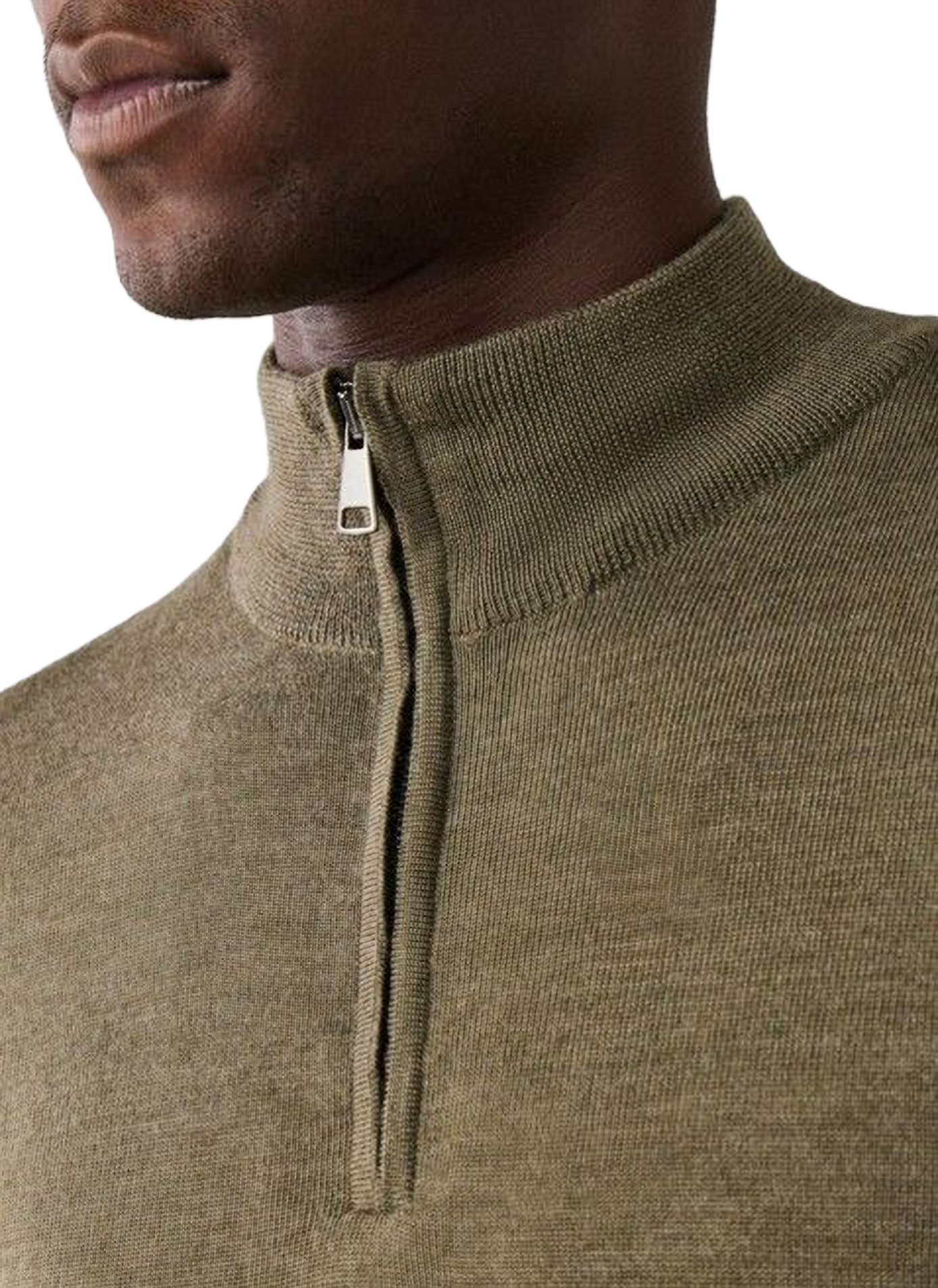 Merino wool zip-neck jumper FACONNABLE Khaki