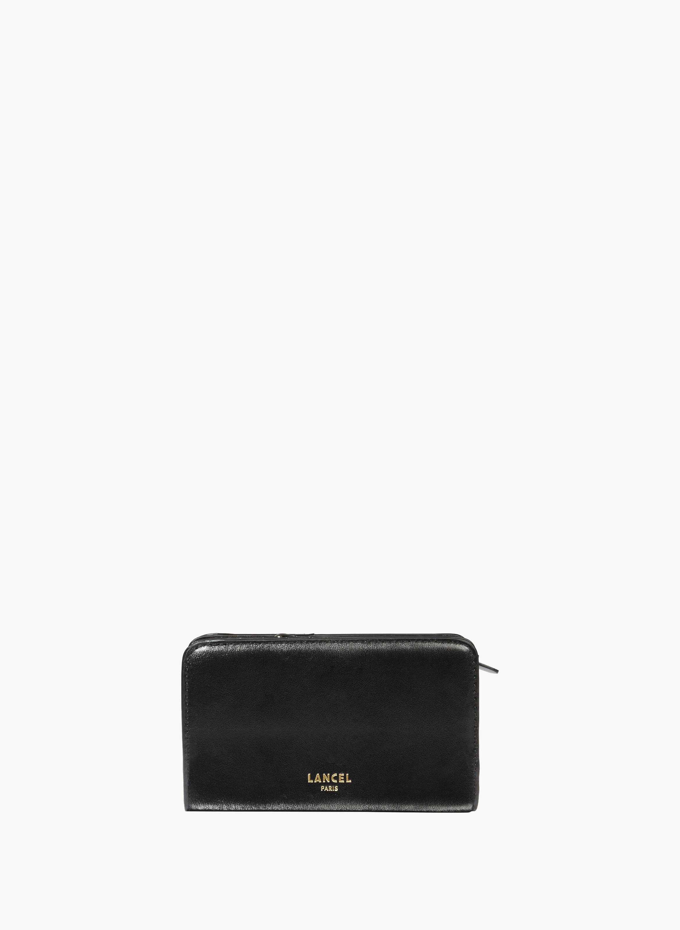 Portefeuille rectangulaire zippé origami de lancel en cuir LANCEL Noir