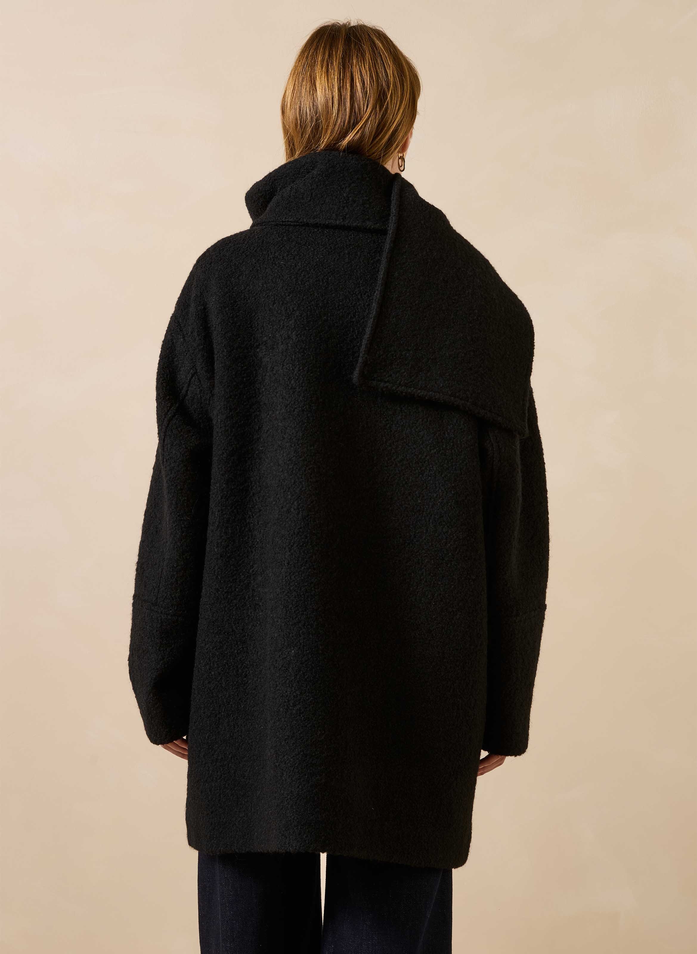 Oversized jas van een gerecyclede wolmix LA FEE MARABOUTEE Zwart