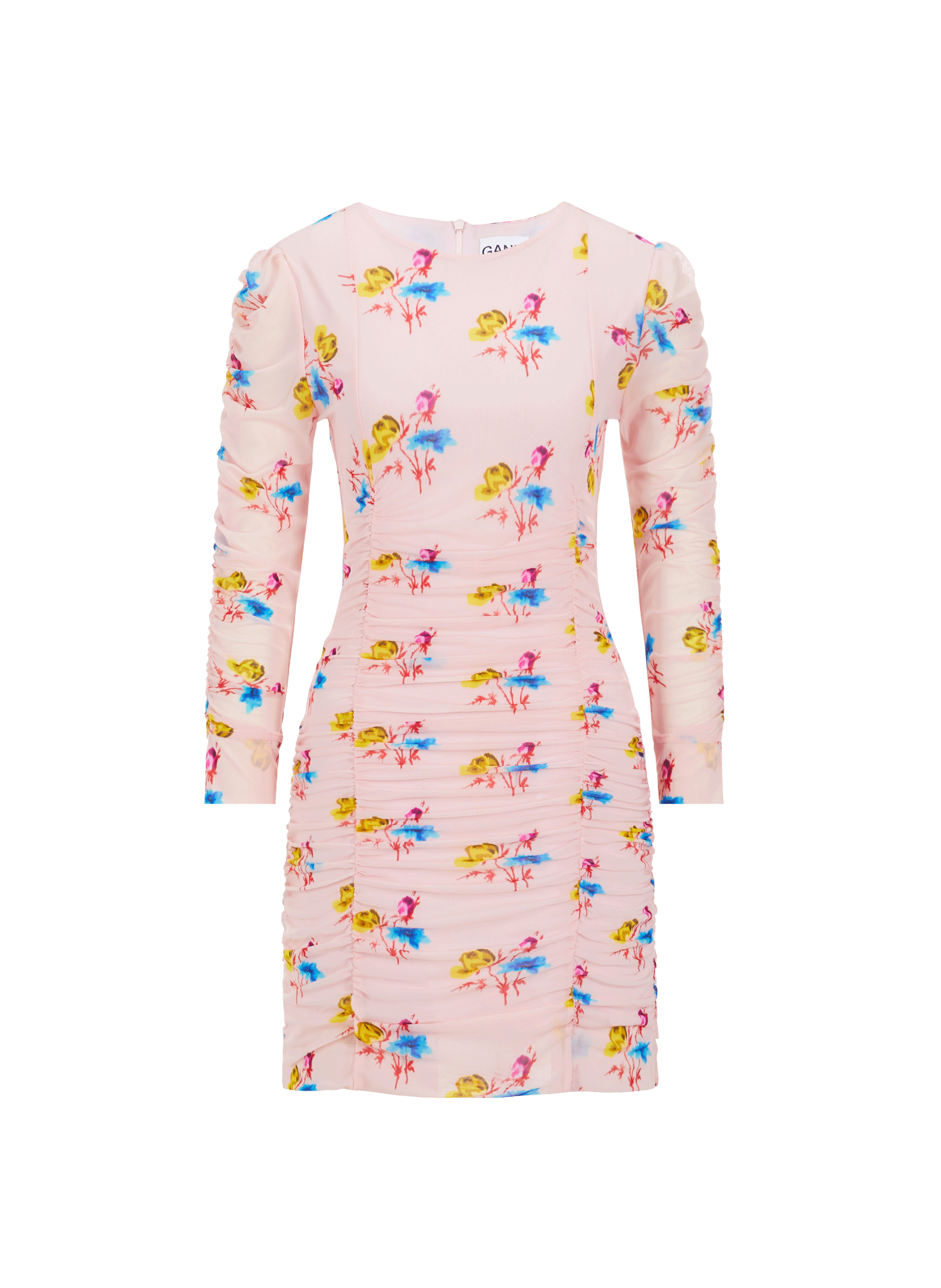 GANNI Mesh mini dress Multicolour