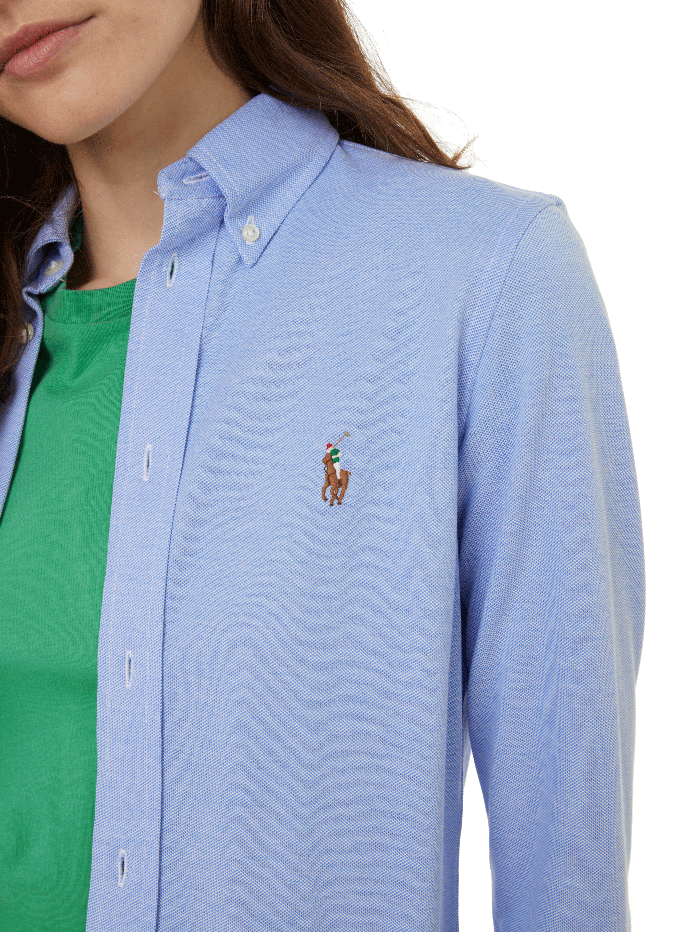 Cotton piqué knit blouse POLO RALPH LAUREN Blue