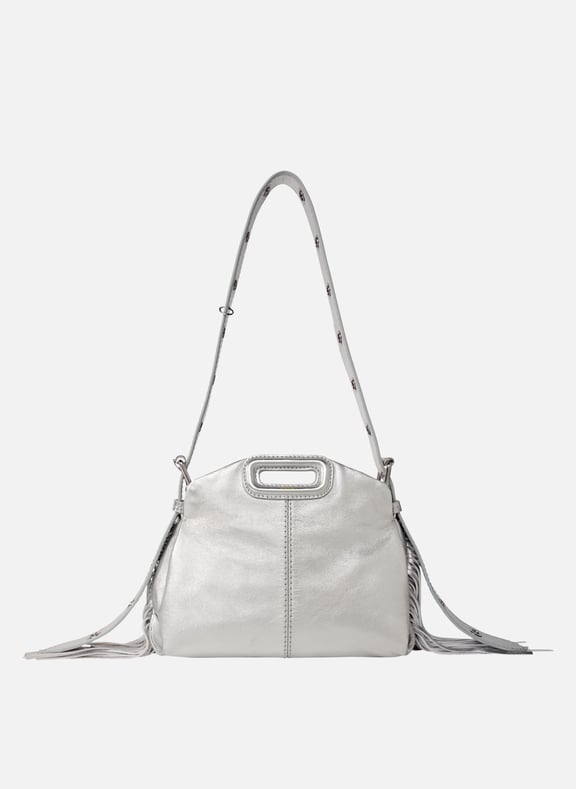 Sac bandoulière en cuir lisse miss m mini Argent by MAJE MAJE Sac bandoulière en cuir lisse miss m mini Argent