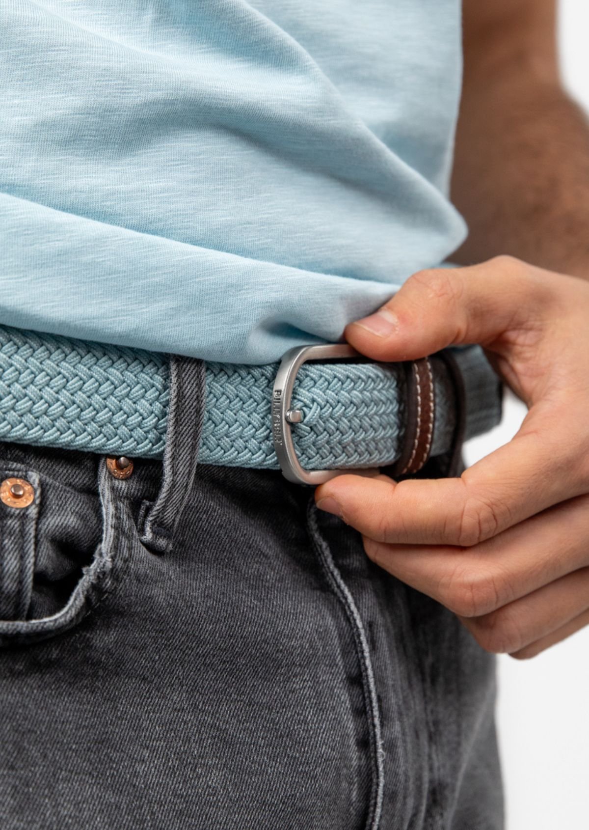 Ceinture tressée élastique unie BILLYBELT Bleu