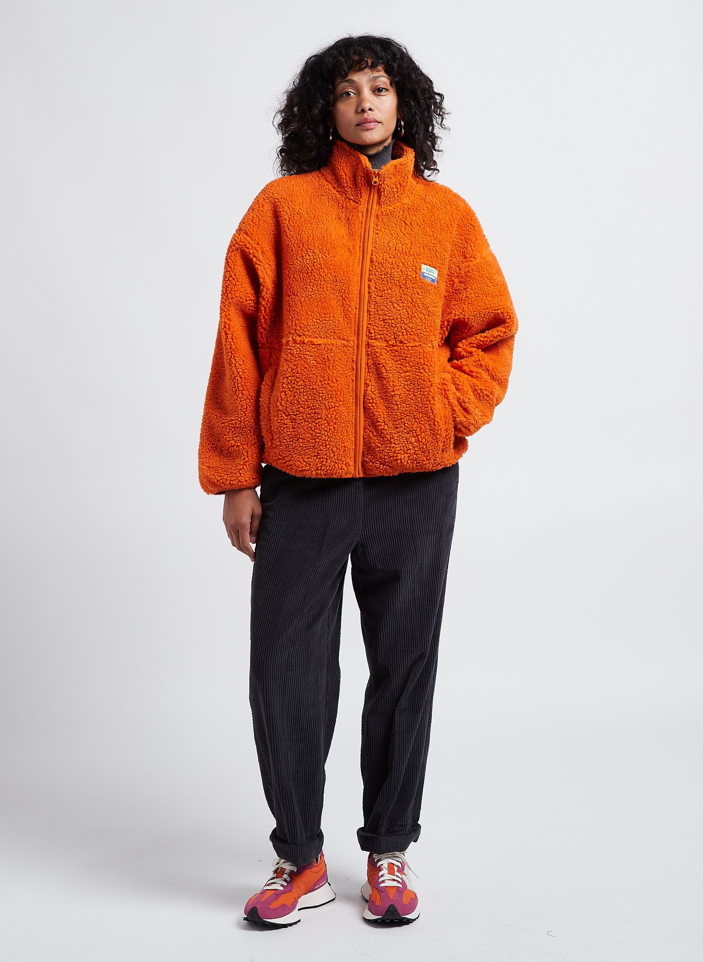 Pantalon large taille haute en velours côtelé padow AMERICAN VINTAGE Noir