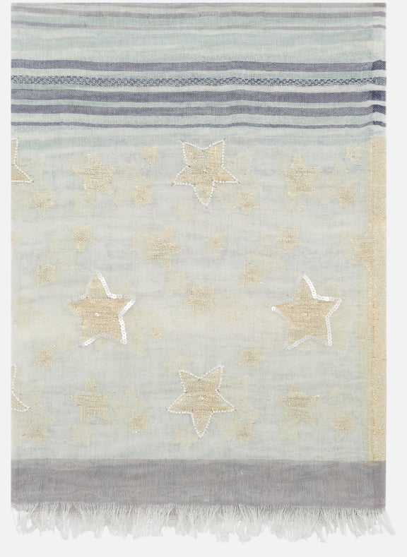 Foulard à étoiles en coton et lurex - odria Beige by PABLO PABLO Foulard à étoiles en coton et lurex - odria Beige