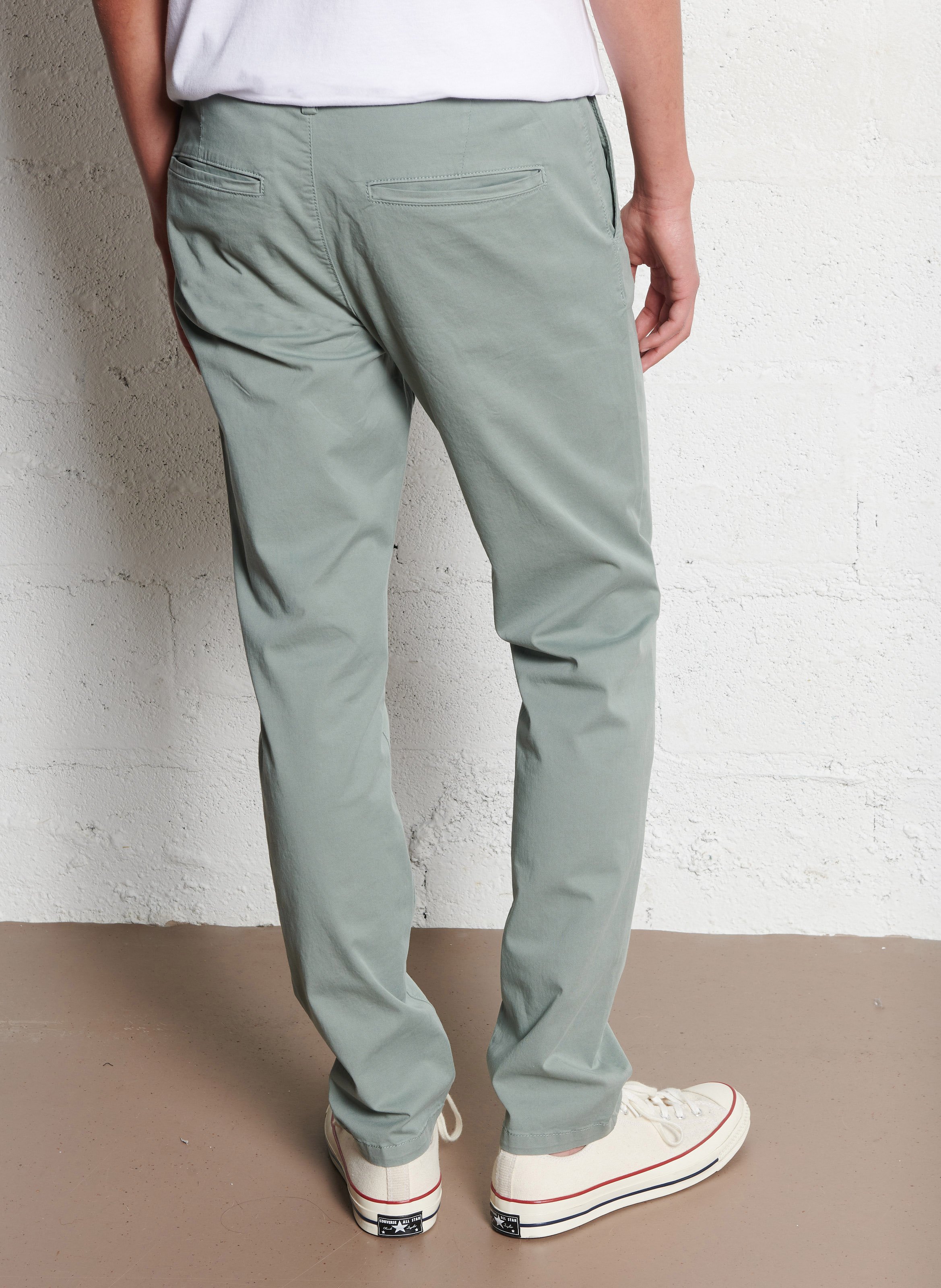 Pantalon droit en coton mélangé  Bleu gris