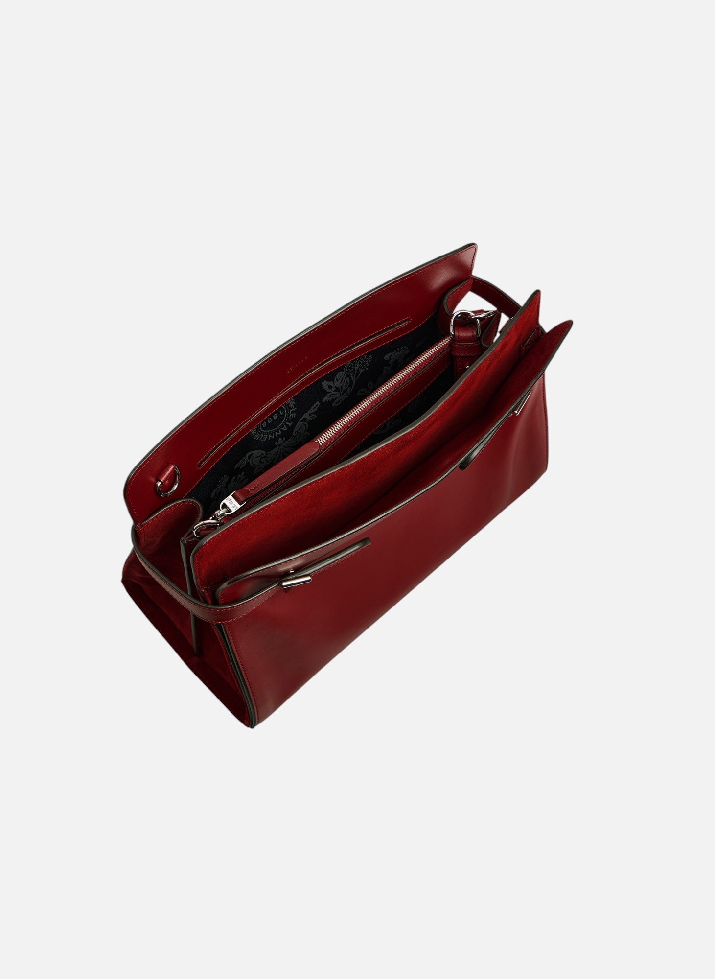 Sac porté épaule grand modèle emie en cuir lisse et nubuck LE TANNEUR Rouge