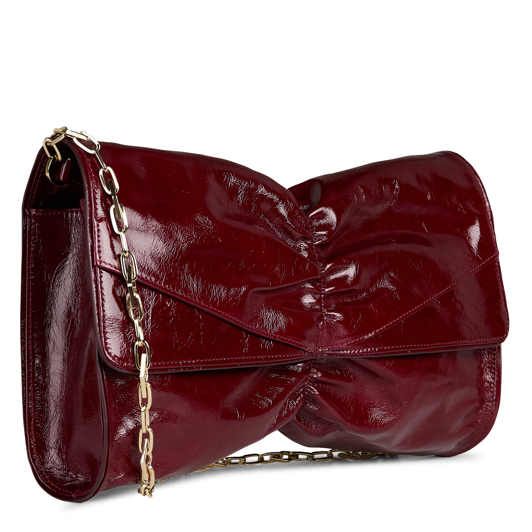 Pochette nœud vernie en cuir stevie m BA&SH Rouge