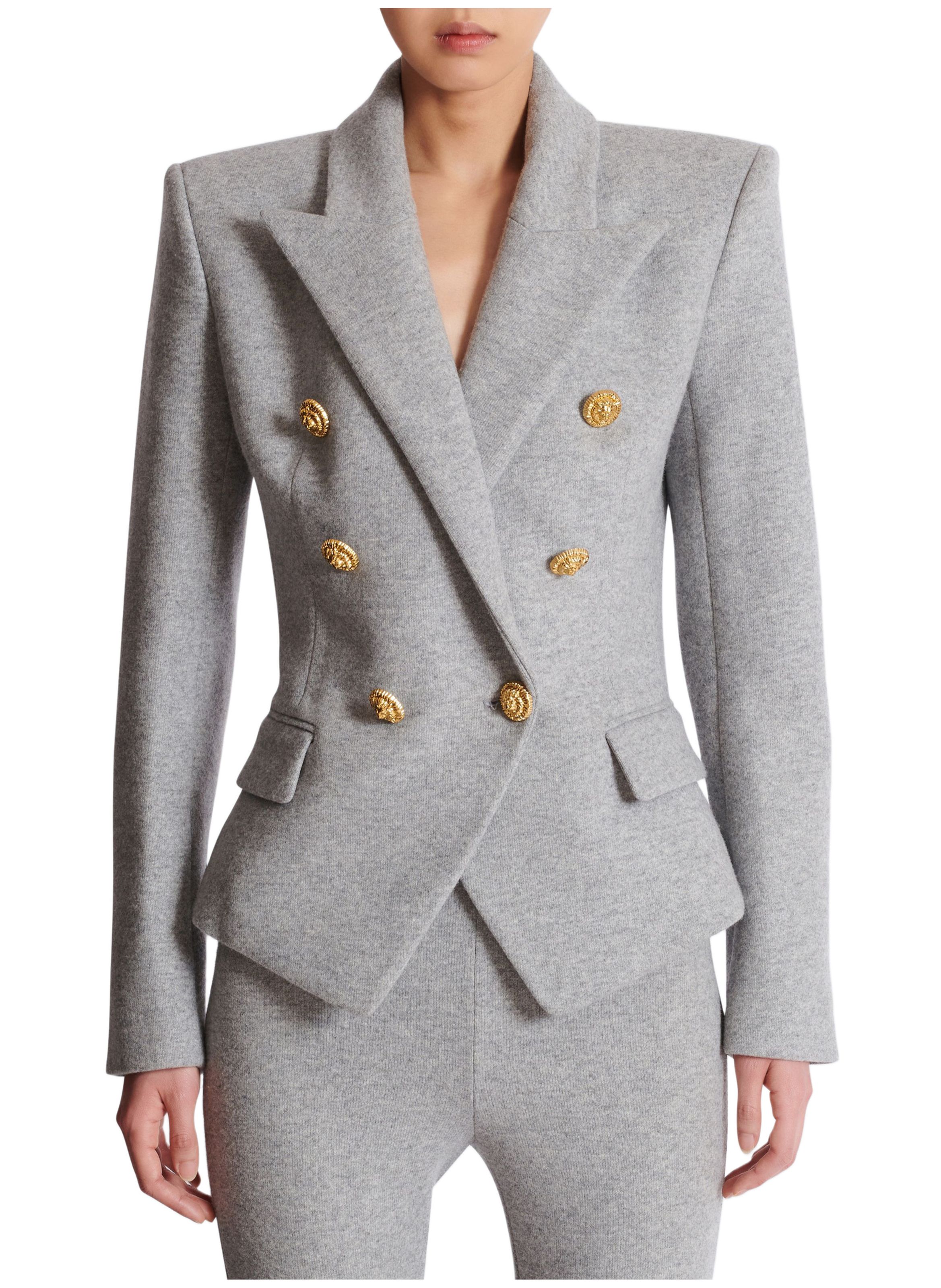 Veste 6 boutons en jersey de coton BALMAIN Gris