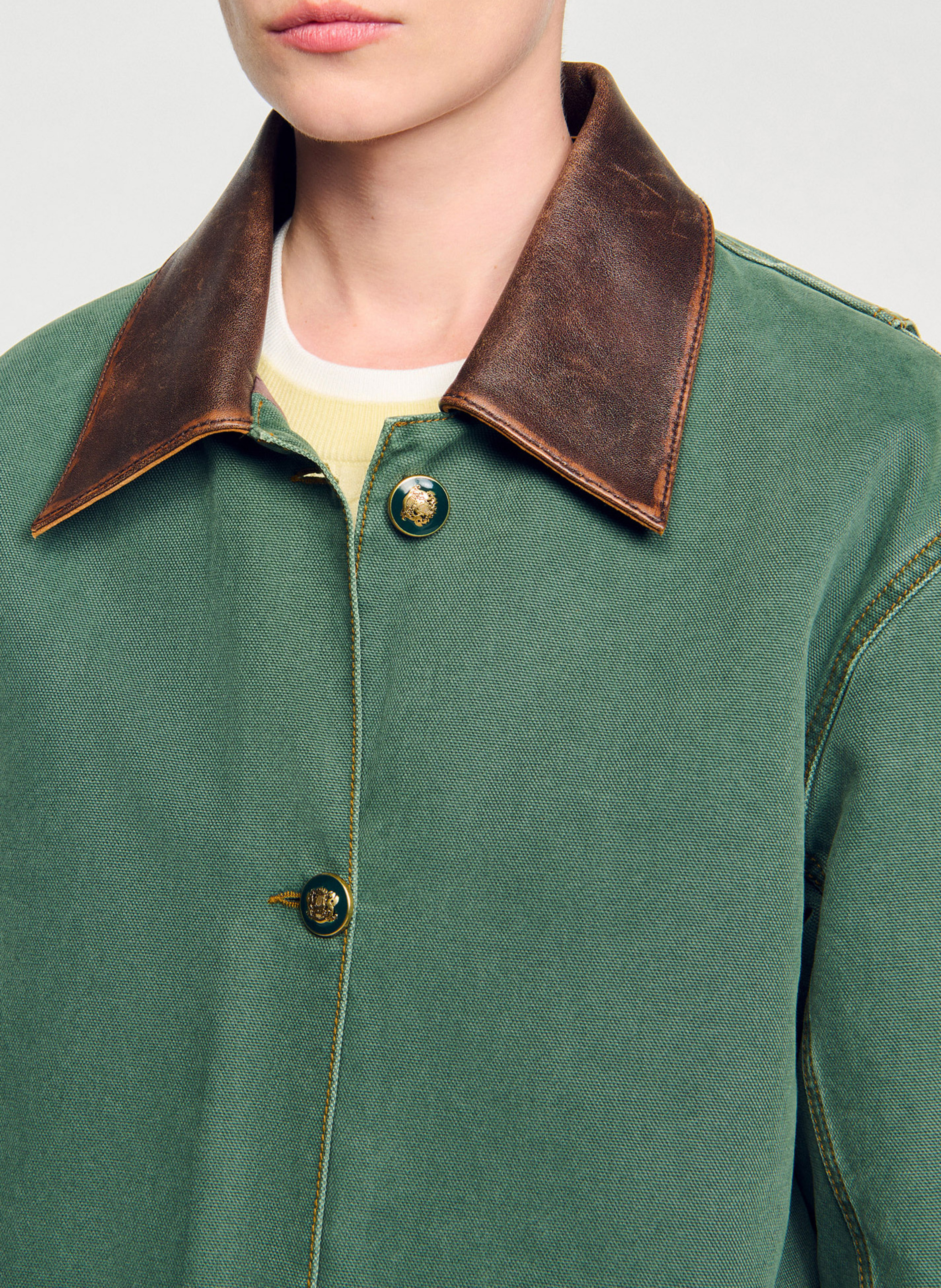 Veste droite en coton SANDRO Vert