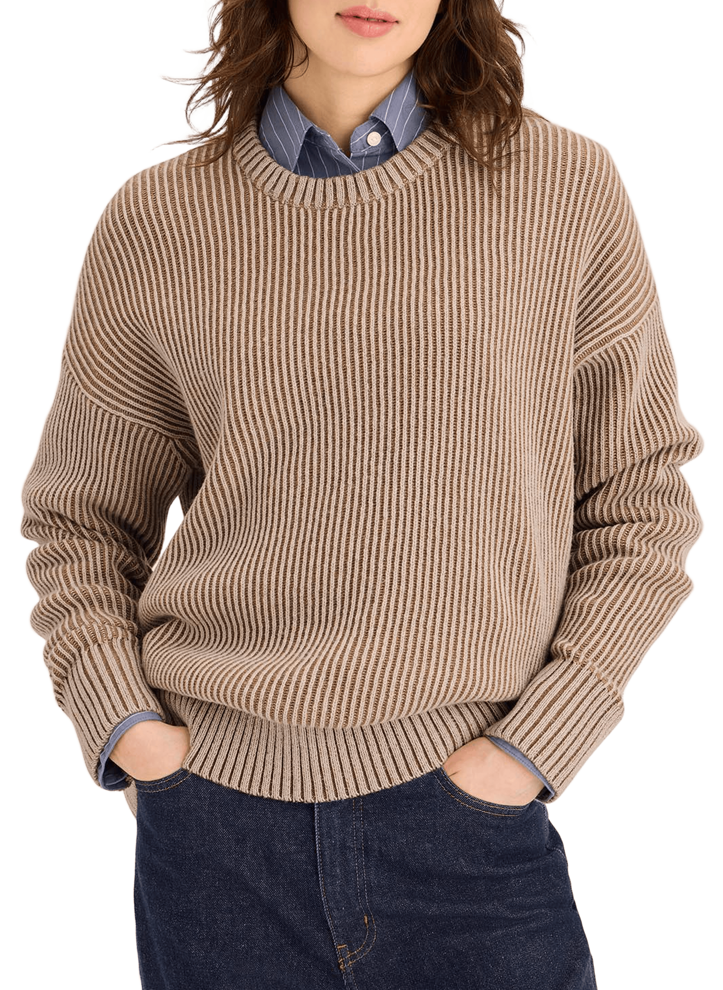 DOCKERS Pull côtelé en laine mélangée Beige