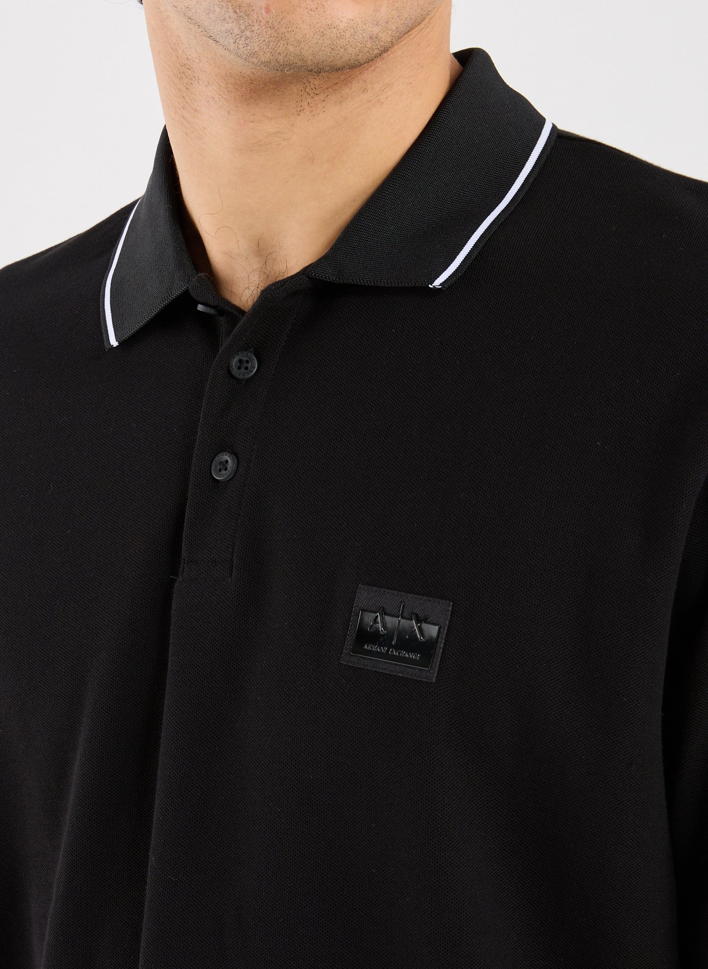 Straight cotton polo shirt ARMANI EXCHANGE Black