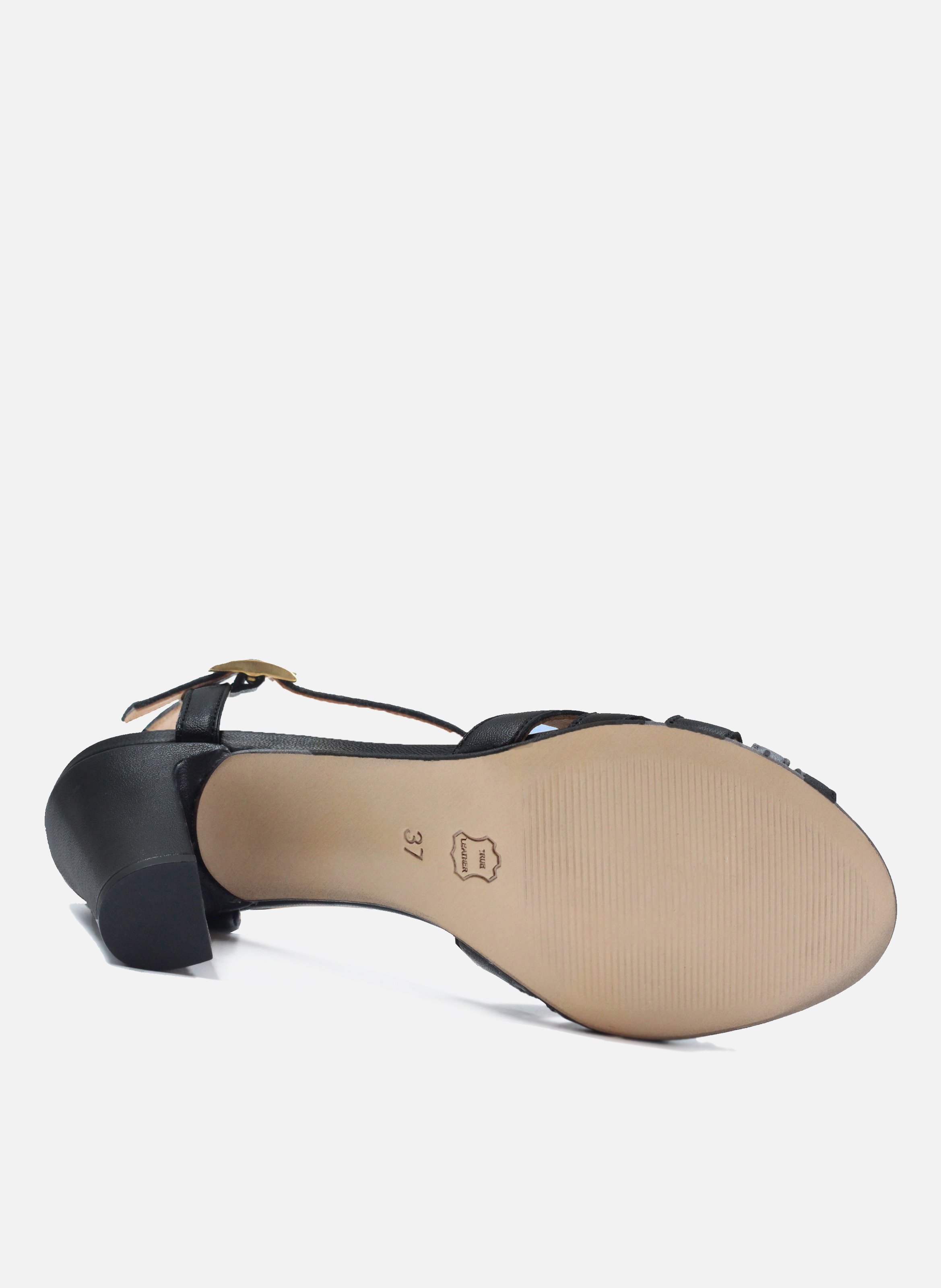 Sandales talon brides cuir lisse JULES & JENN Noir