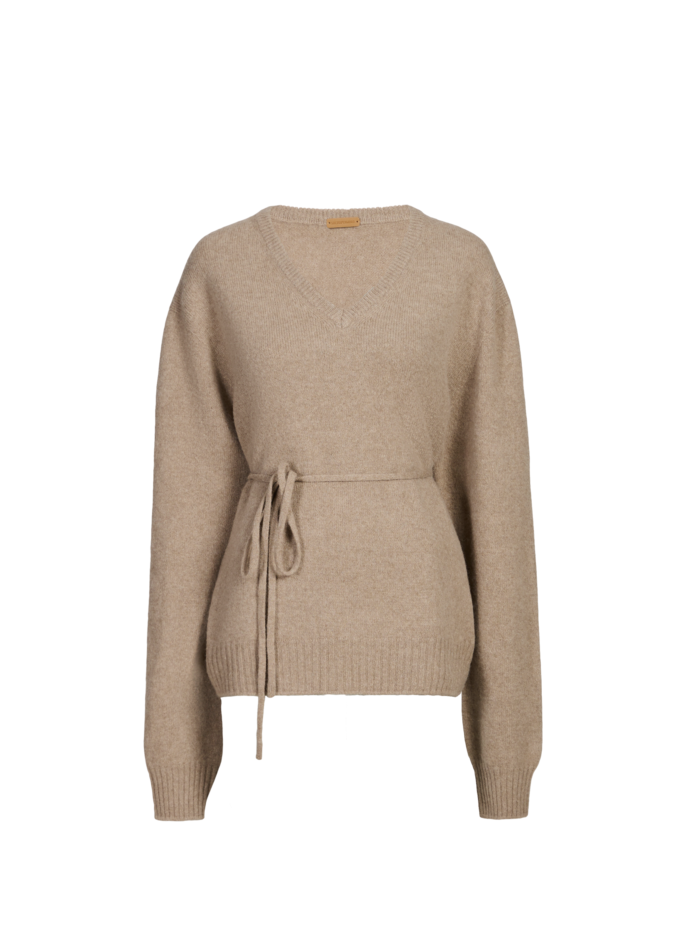 Pull col V en laine et laine d'alpaga LE 17 SEPTEMBRE Beige