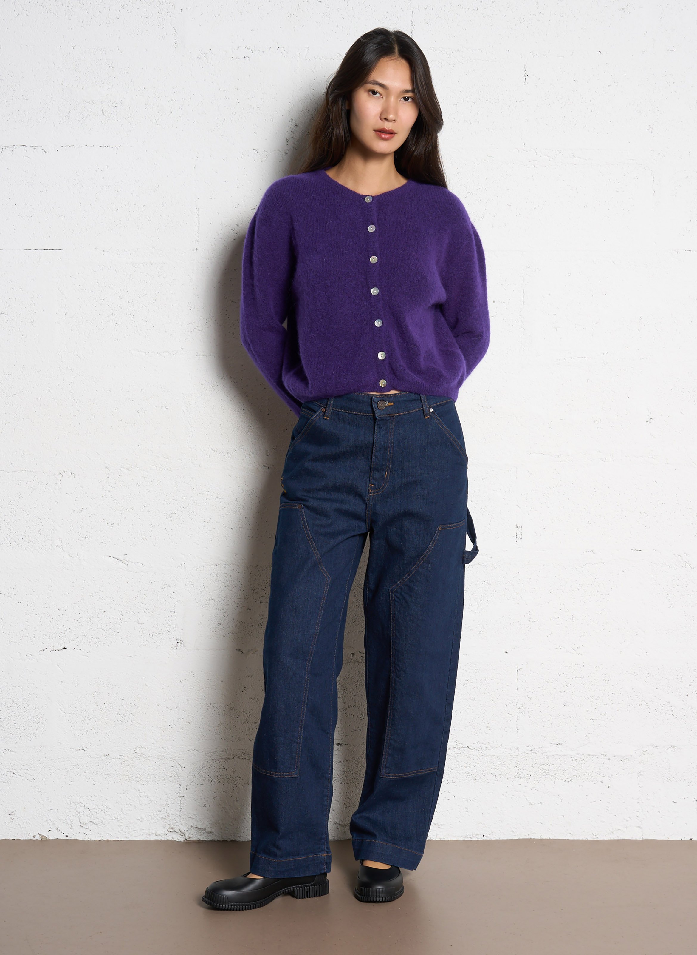 Gilet ample col rond en laine mélangée vitow AMERICAN VINTAGE Violet