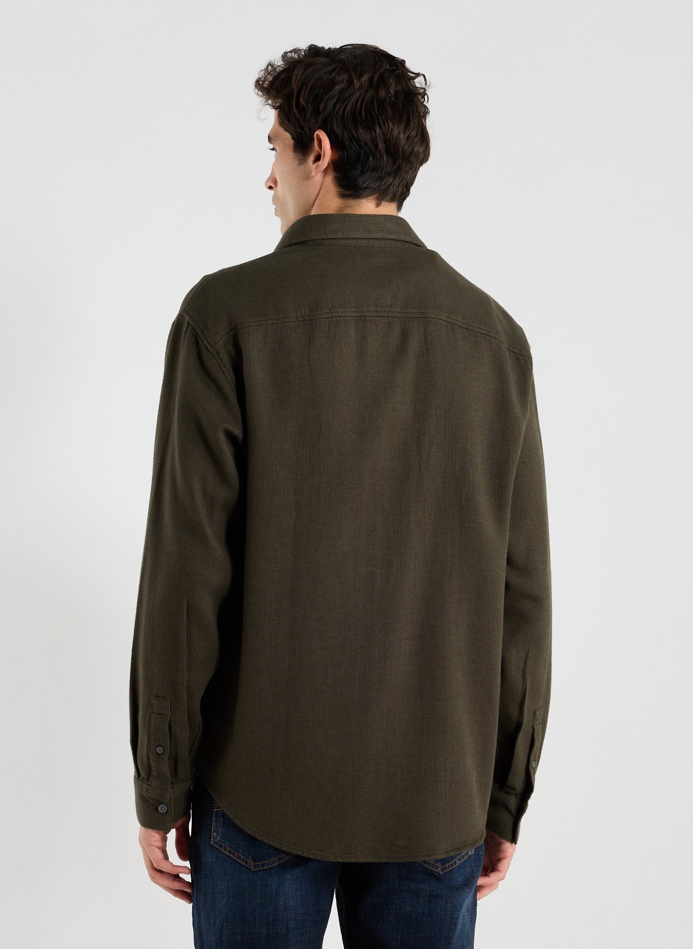 Chemise col classique manches contrastantes en coton ARMANI EXCHANGE Brown