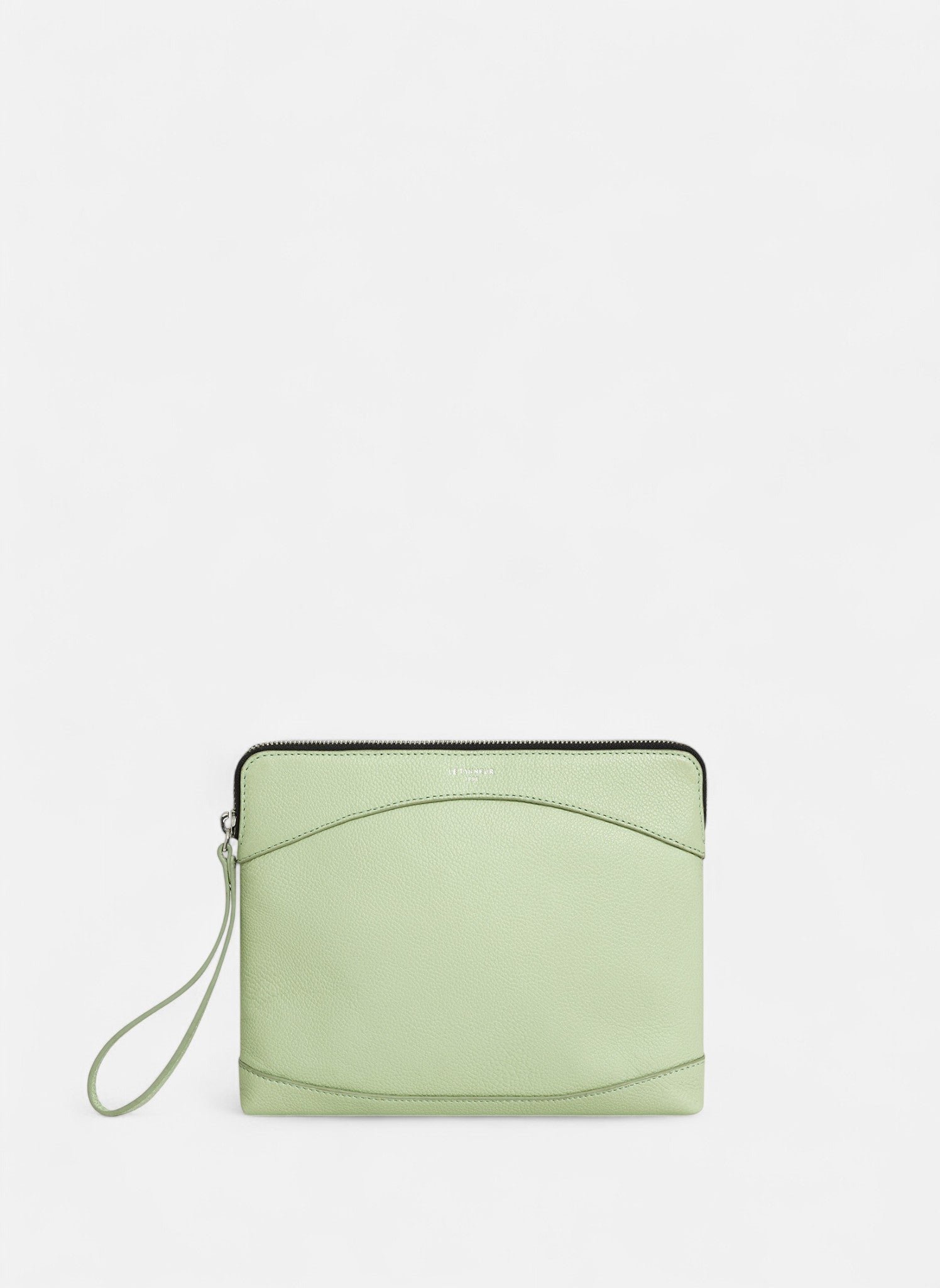 Pochette zippée en cuir grainé LE TANNEUR Vert