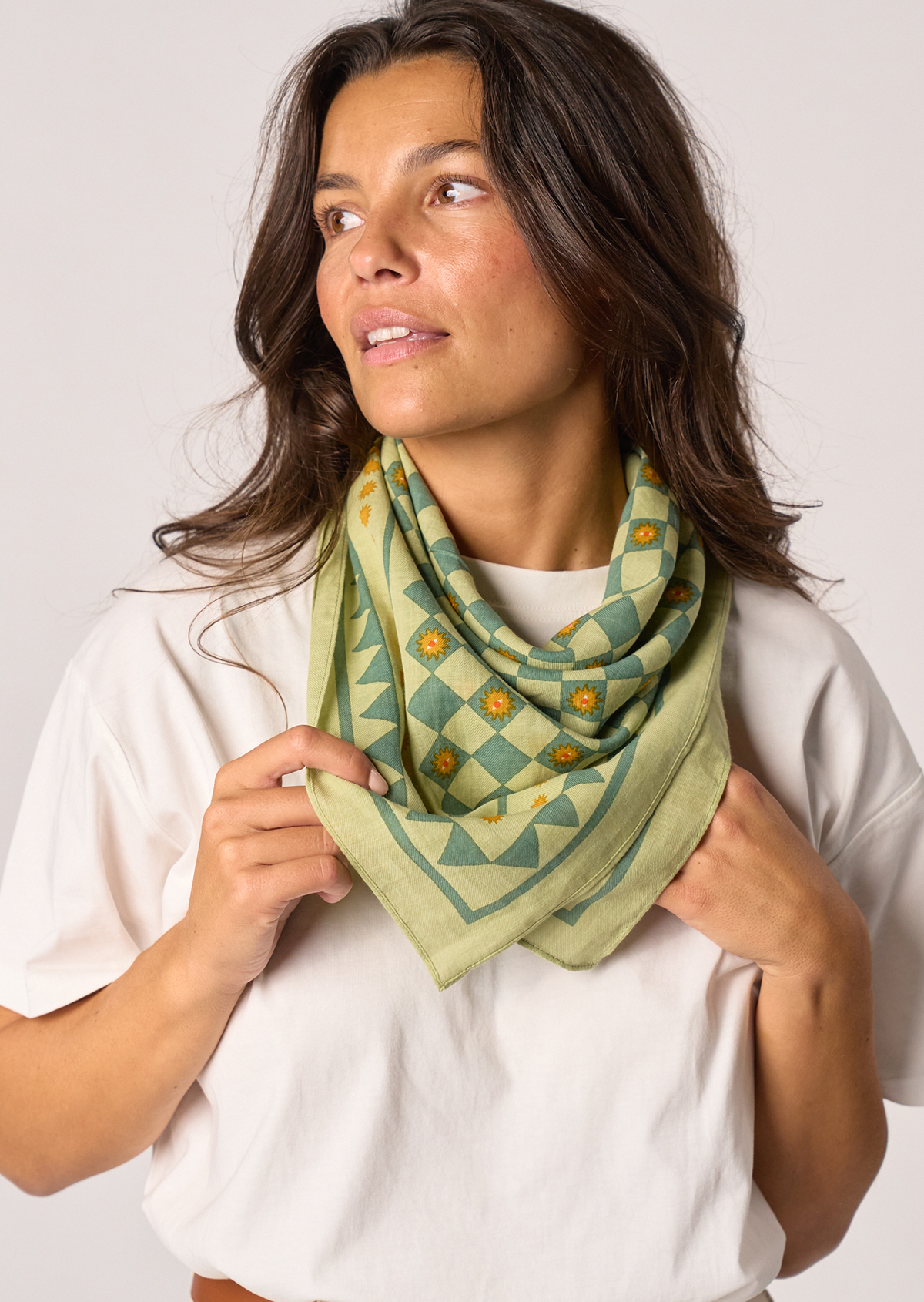 Petit foulard en coton biologique romane BILLYBELT Vert