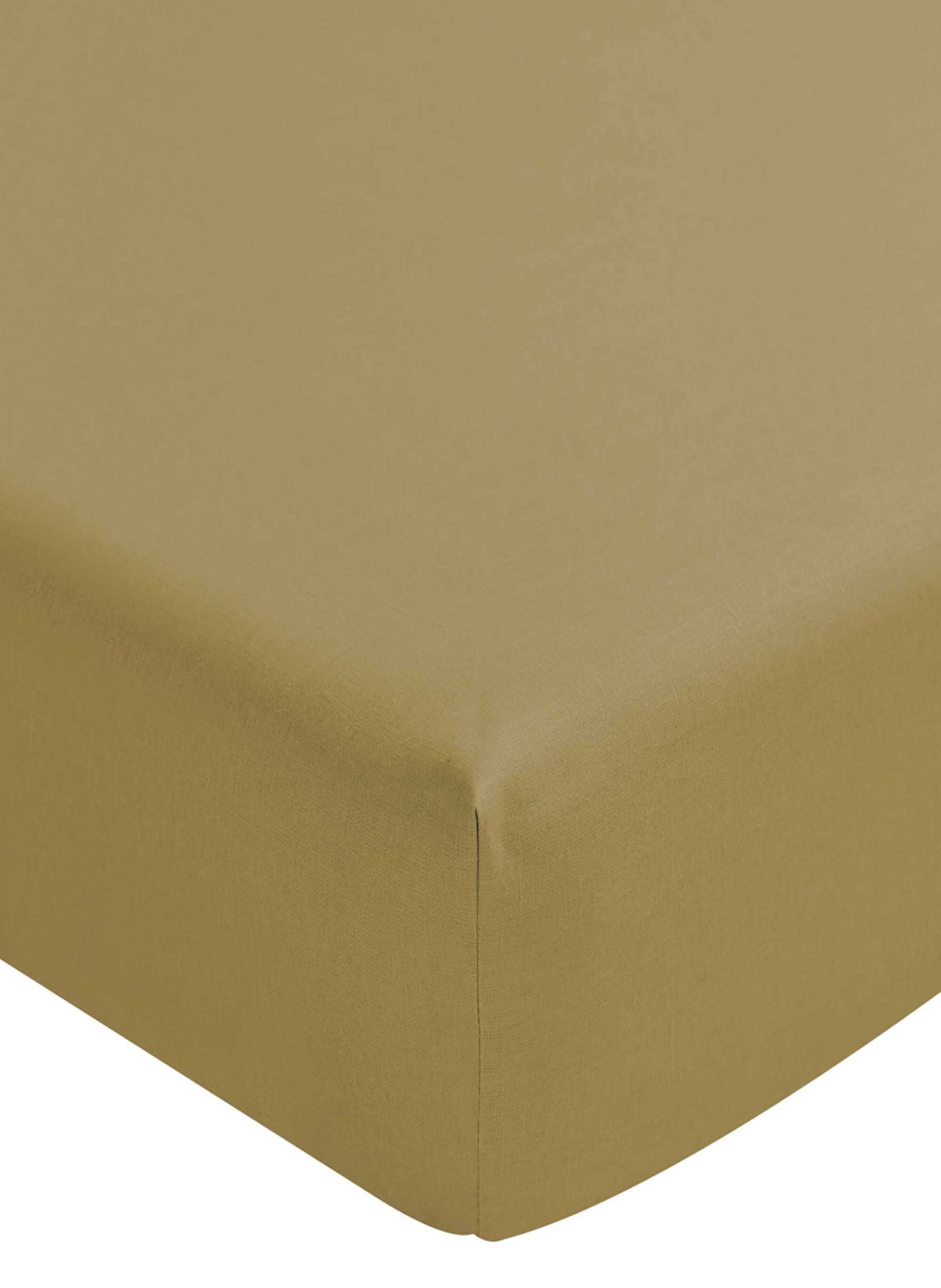 Drap housse uni en lin lavé, nouvelle vague  Jaune sienne