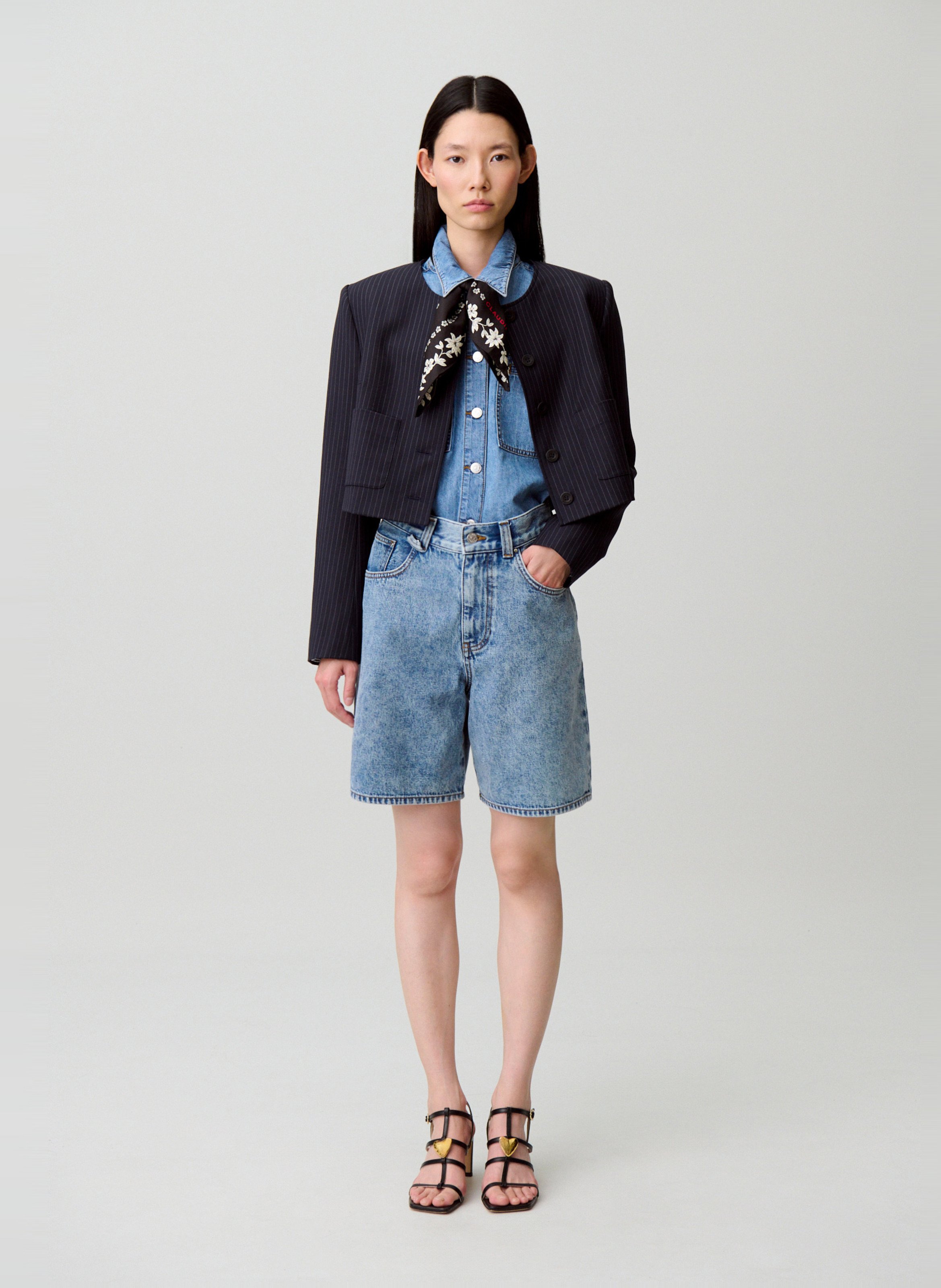 Chemise droite col classique en coton CLAUDIE PIERLOT Bleu