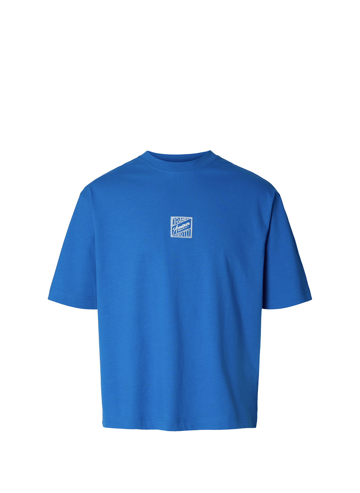 Cotton round-neck T-shirt SELECTED Blue