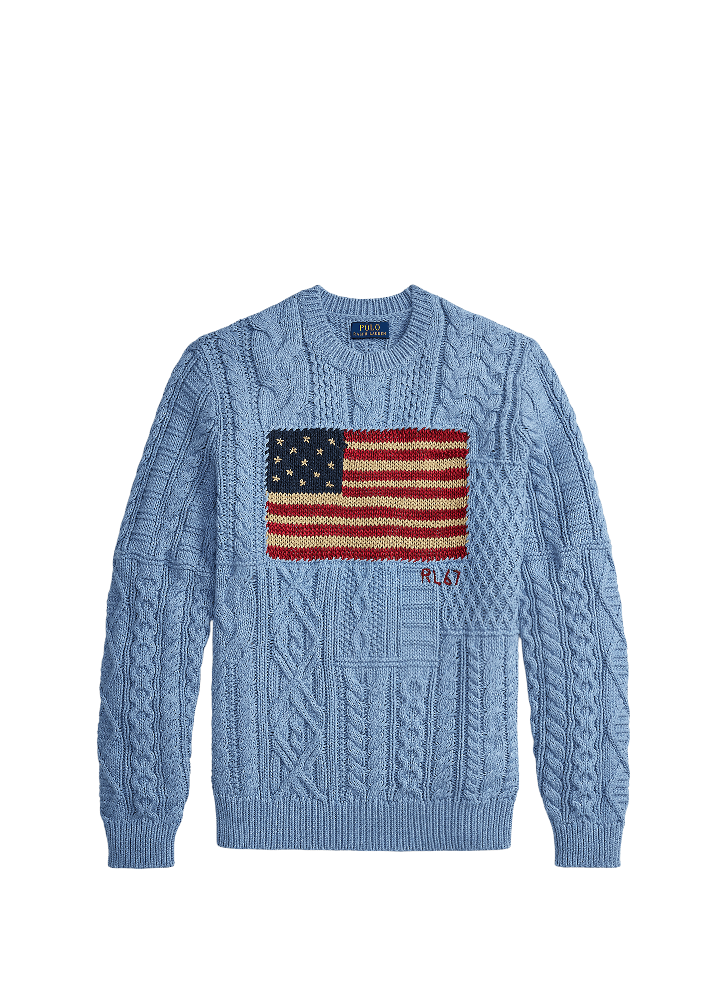 Pull maille drapeau USA en coton POLO RALPH LAUREN Blue