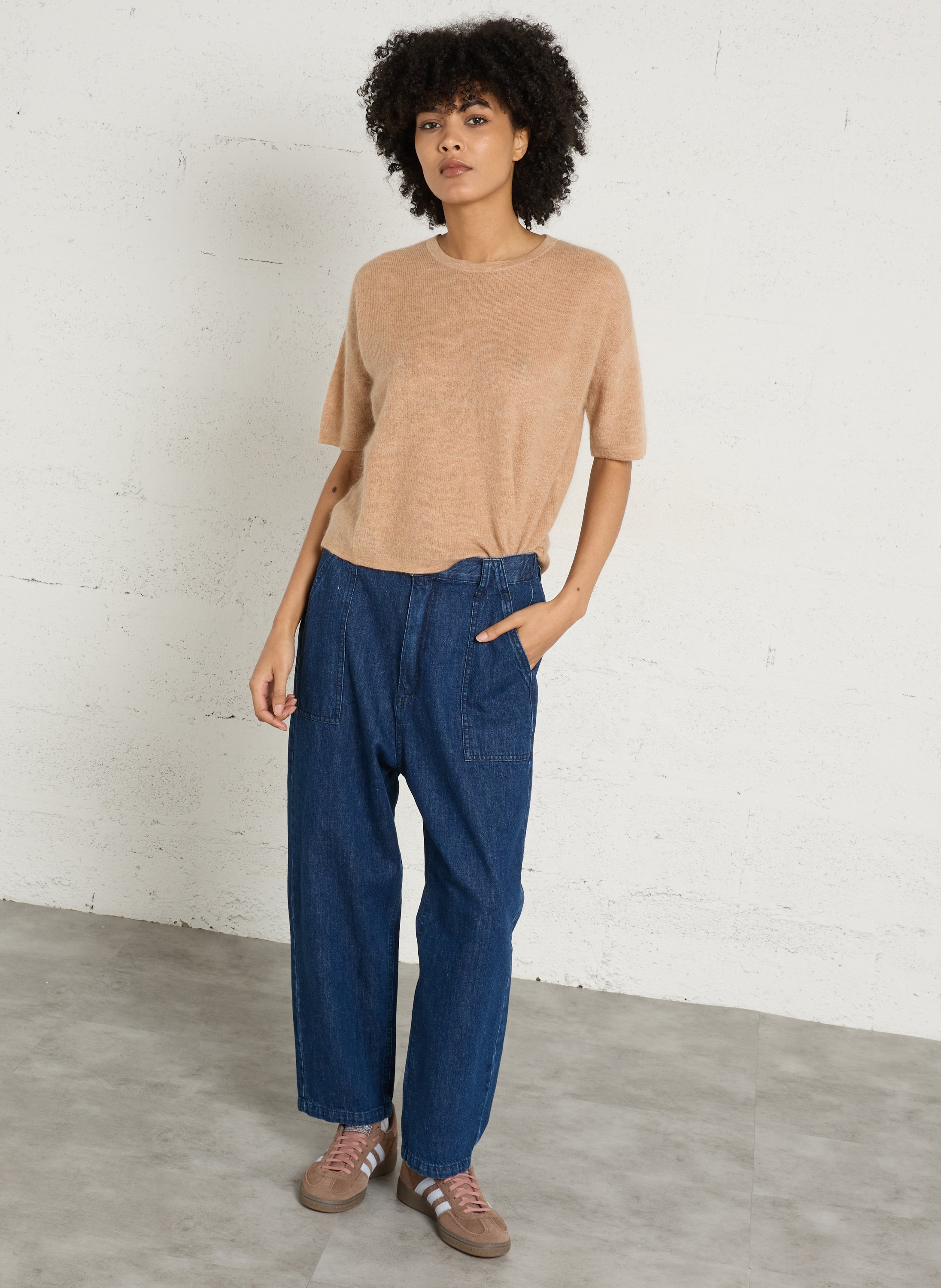 Pull col rond en mohair mélangé paolo bis MAISON 123 Beige