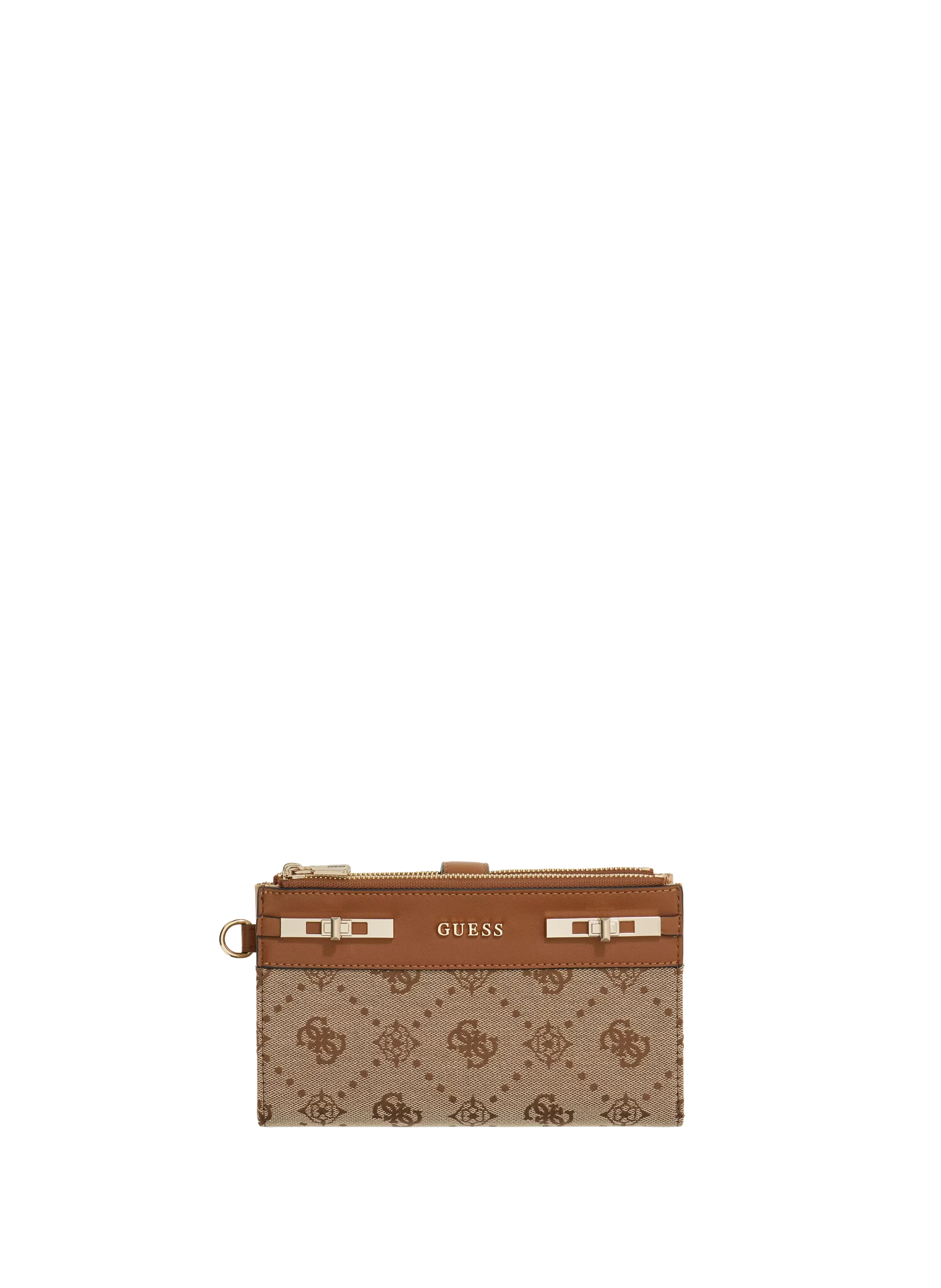 Portefeuille logotypé avec zip GUESS Marron
