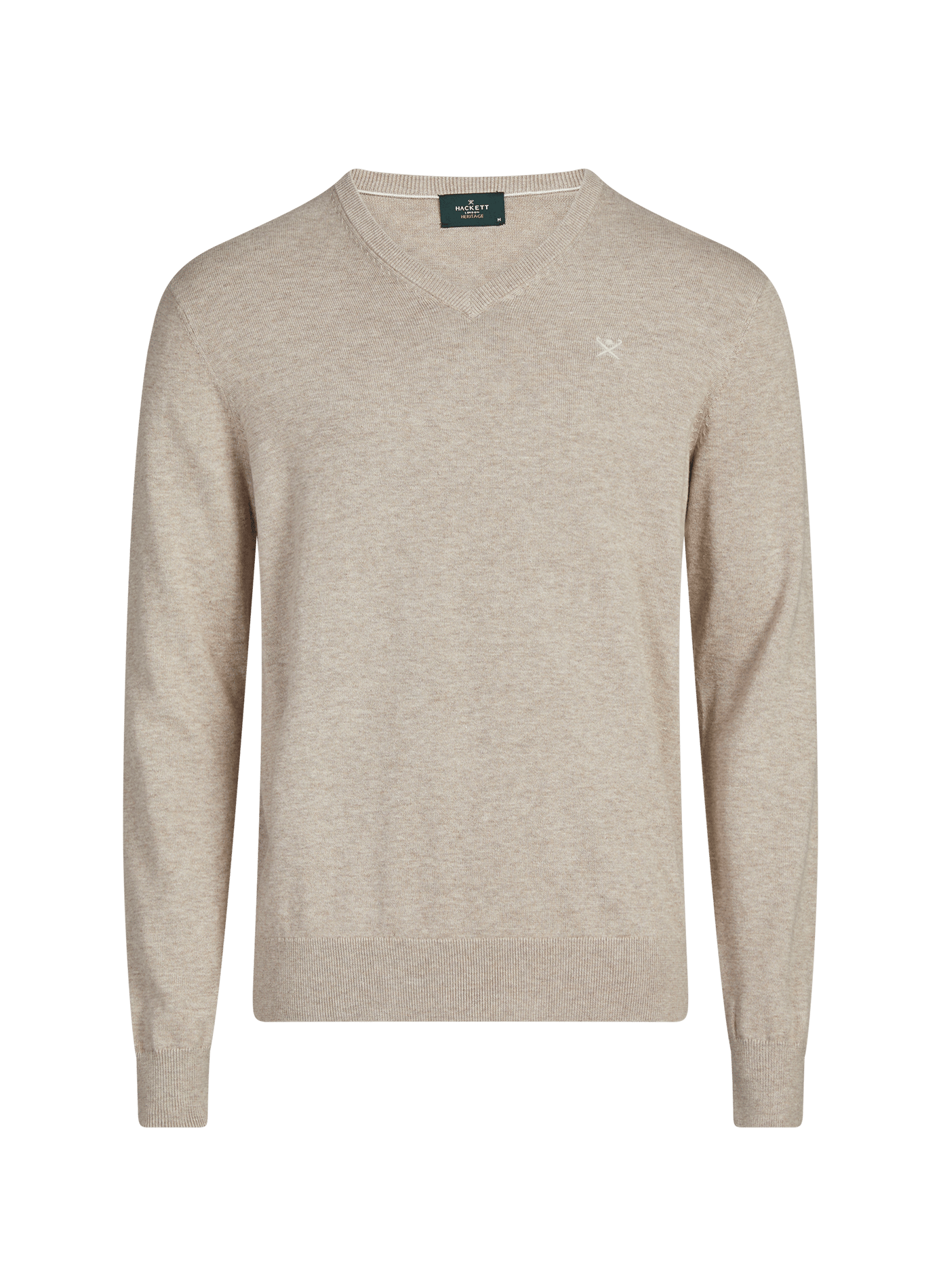 Pull col V en coton HACKETT Beige