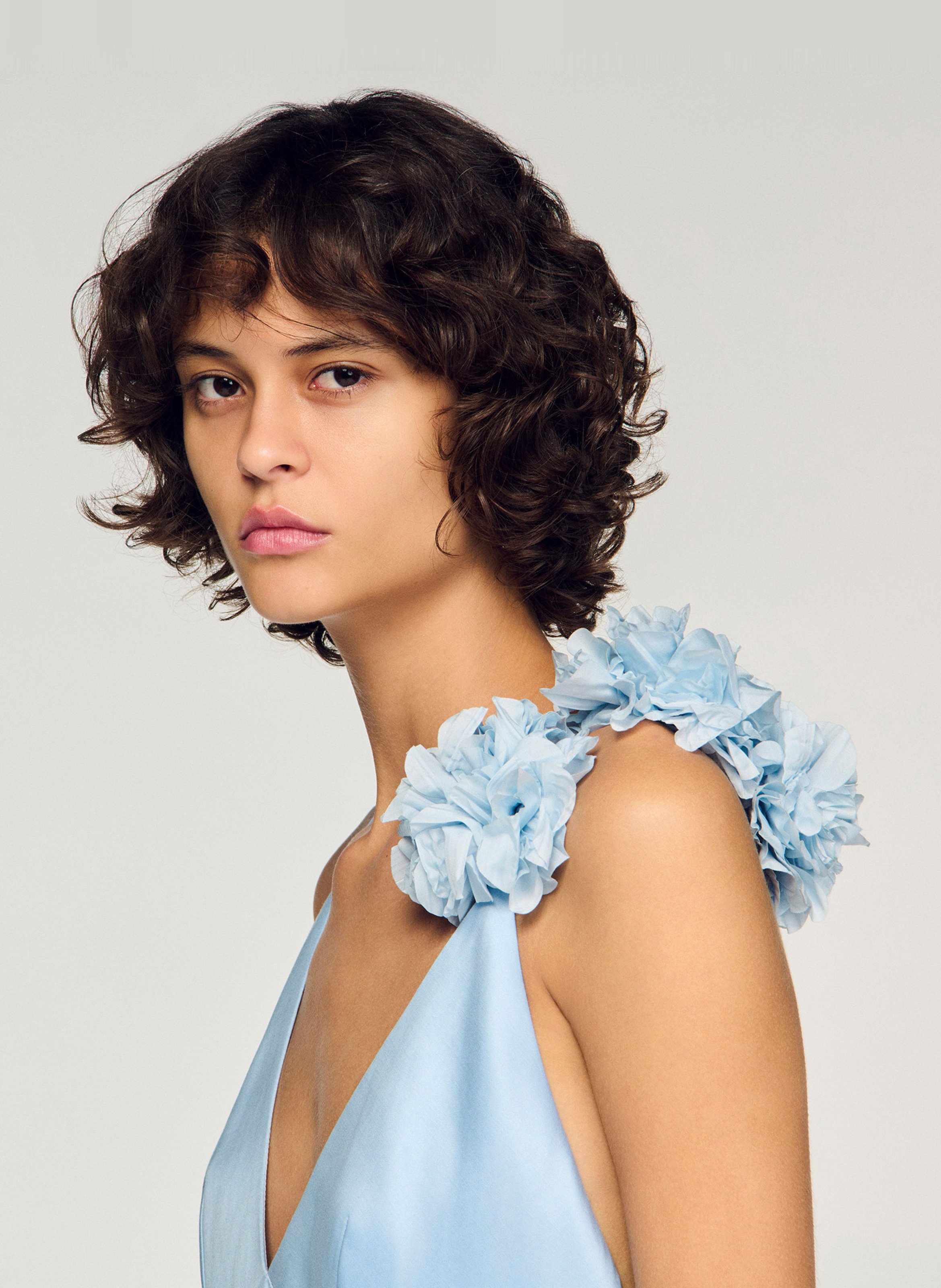 Robe asymétrique satinée SANDRO Bleu