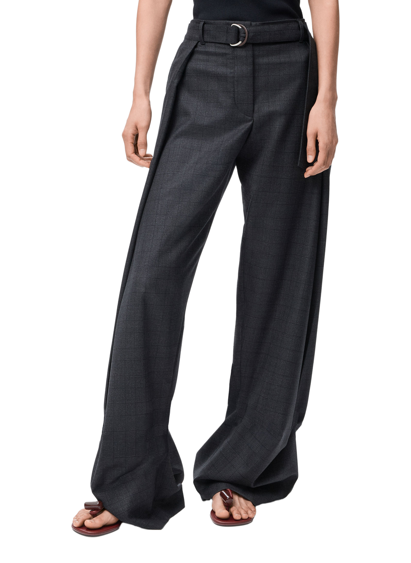Pantalon tailleur ceinturé en laine LOEWE Gris