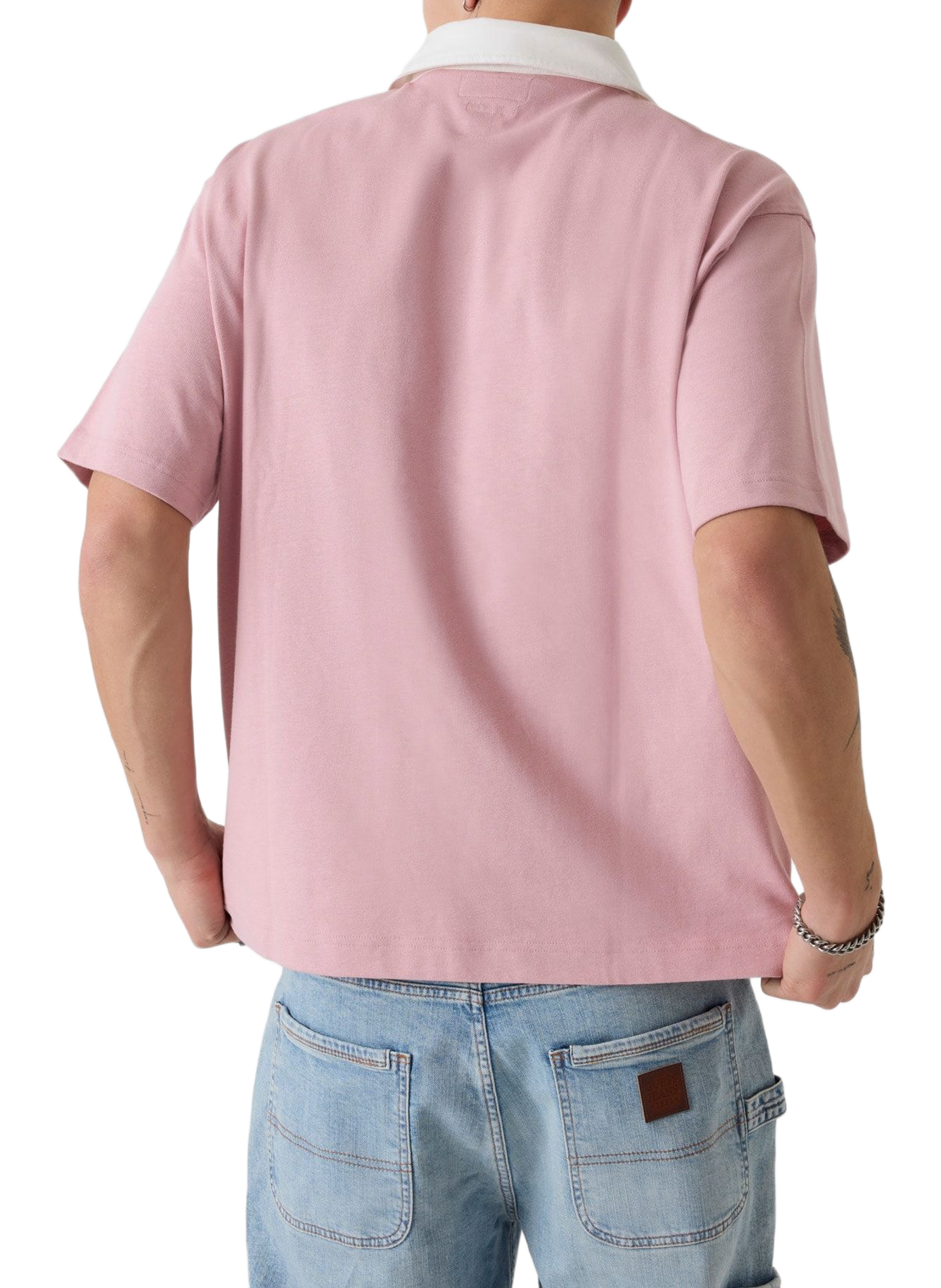 Short-sleeved cotton polo with logo embroidery GUESS Pink