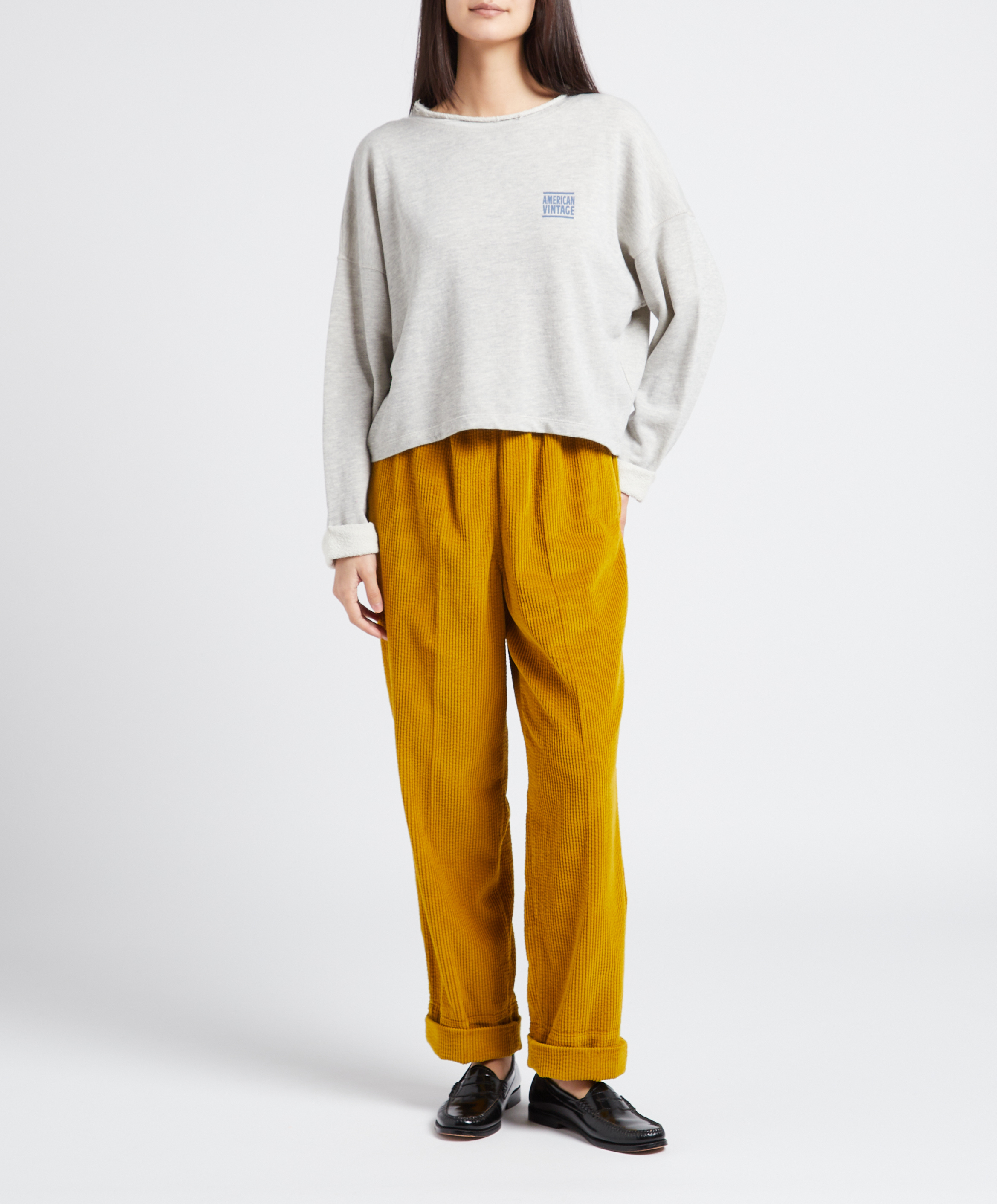 Sweat col rond en coton mélangé zofbay AMERICAN VINTAGE Gris