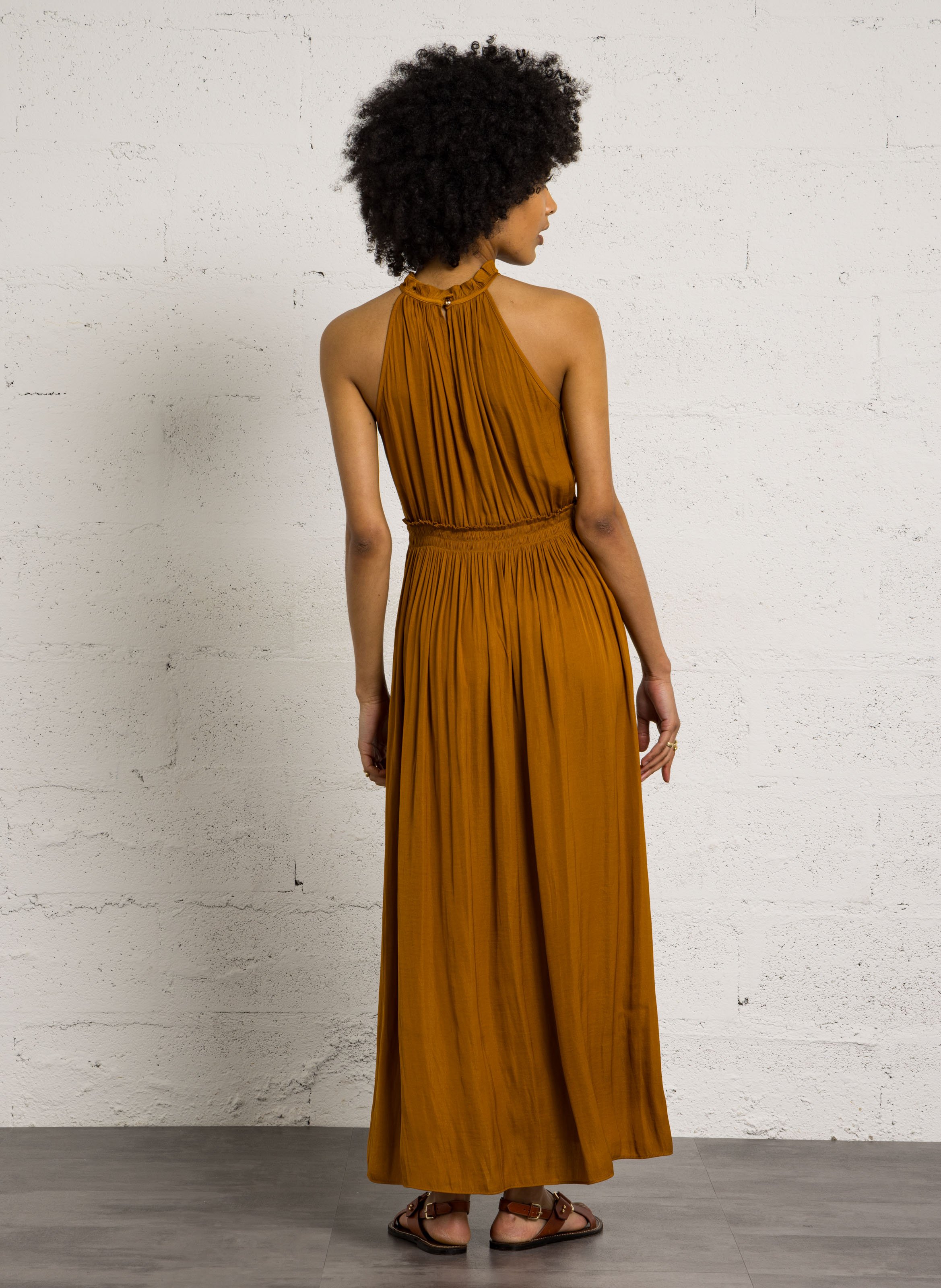 Robe longue satinée bay MAISON 123 Doré