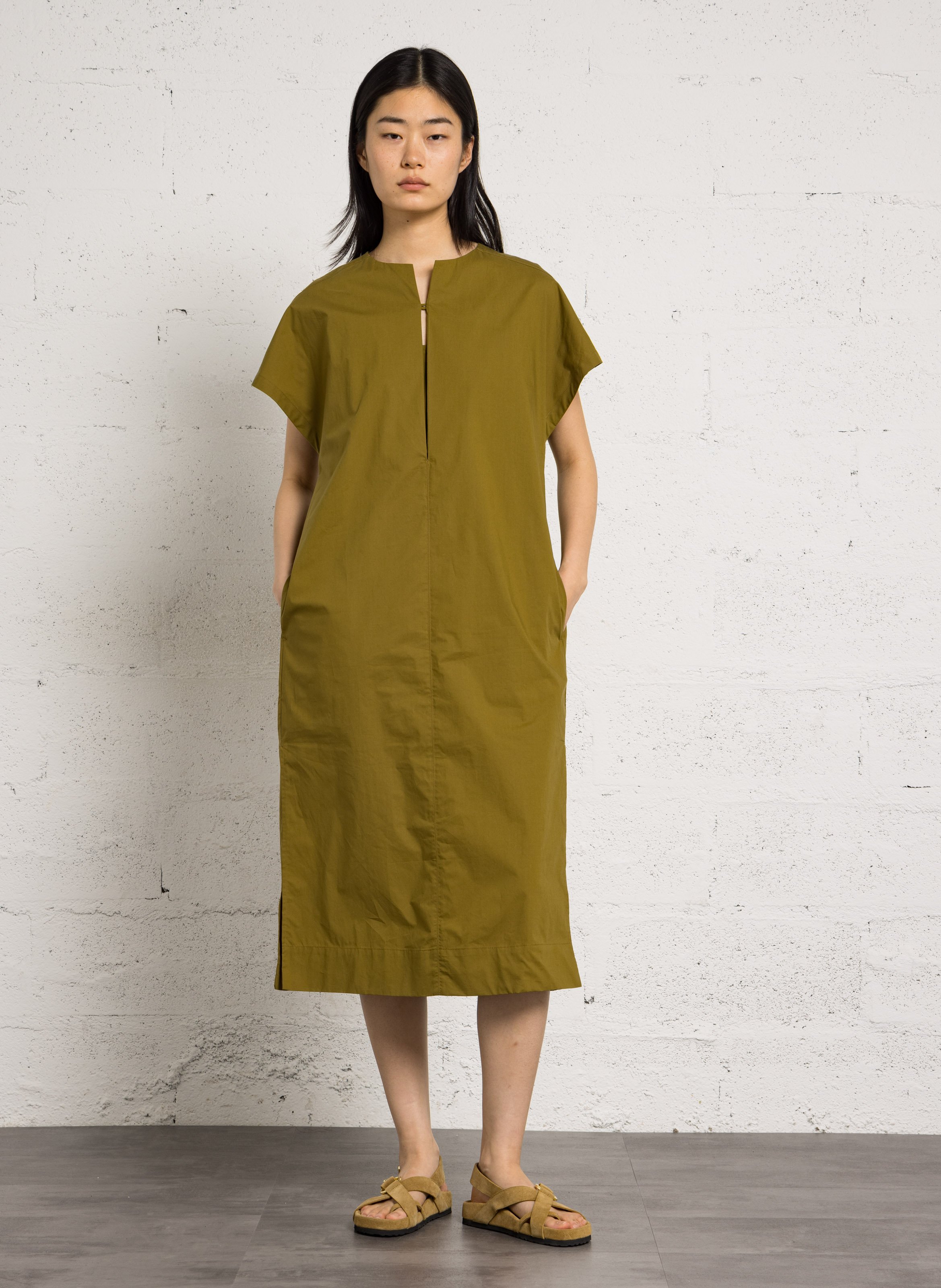 Robe midi en coton bio col rond ianni SOEUR Vert