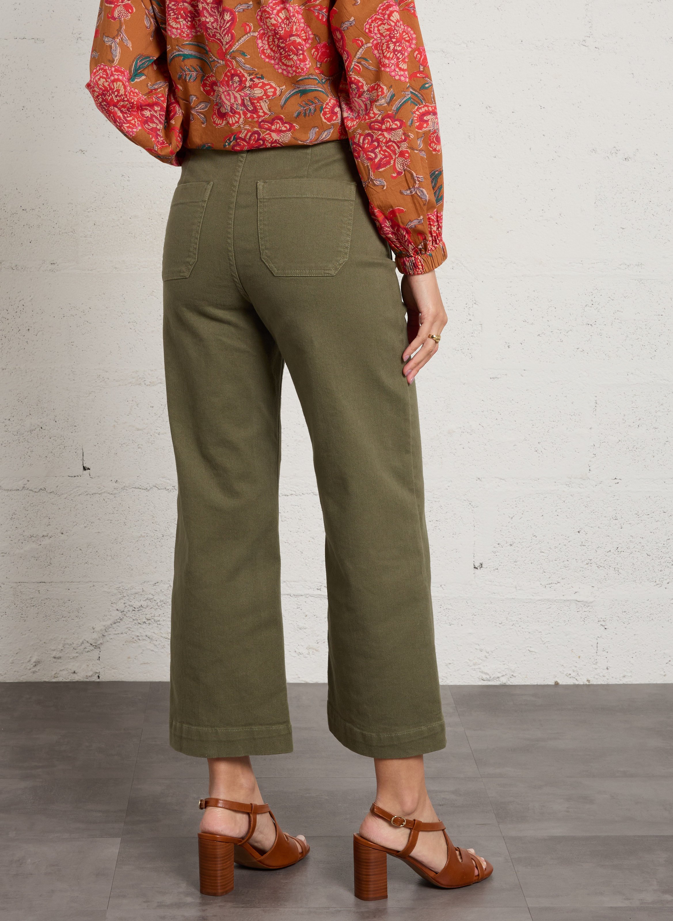 Jean droit raccourci taille haute mae MAISON 123 Vert