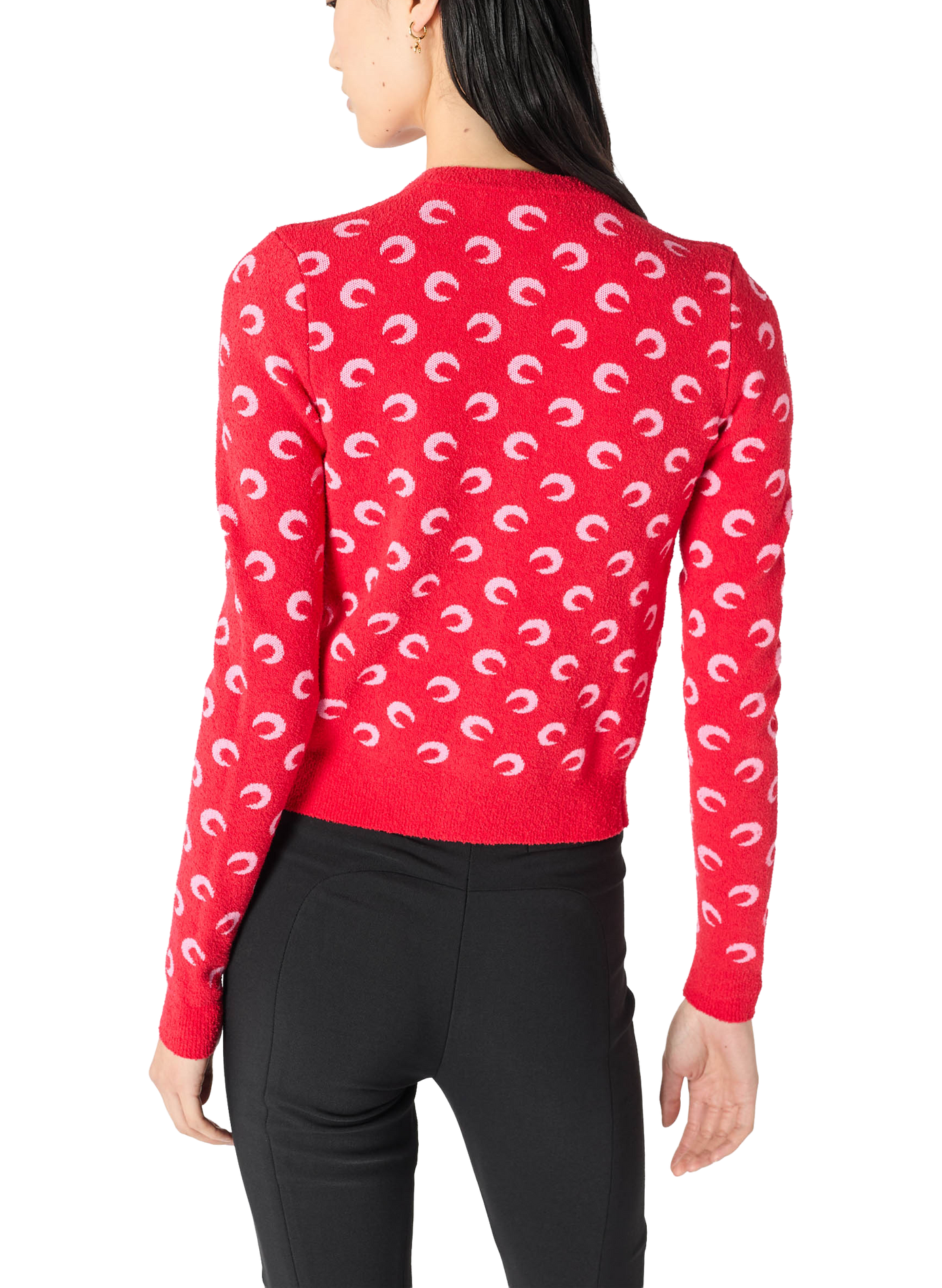 Moon jacquard bouclette ls cardigan organic cotton MARINE SERRE Red