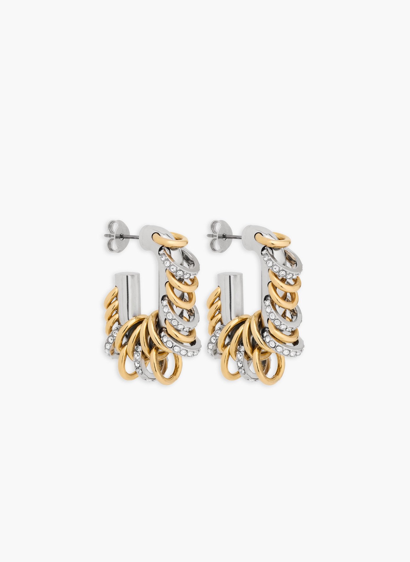 Petites boucles d'oreilles punk xl link bicolore argent et or RABANNE Argent