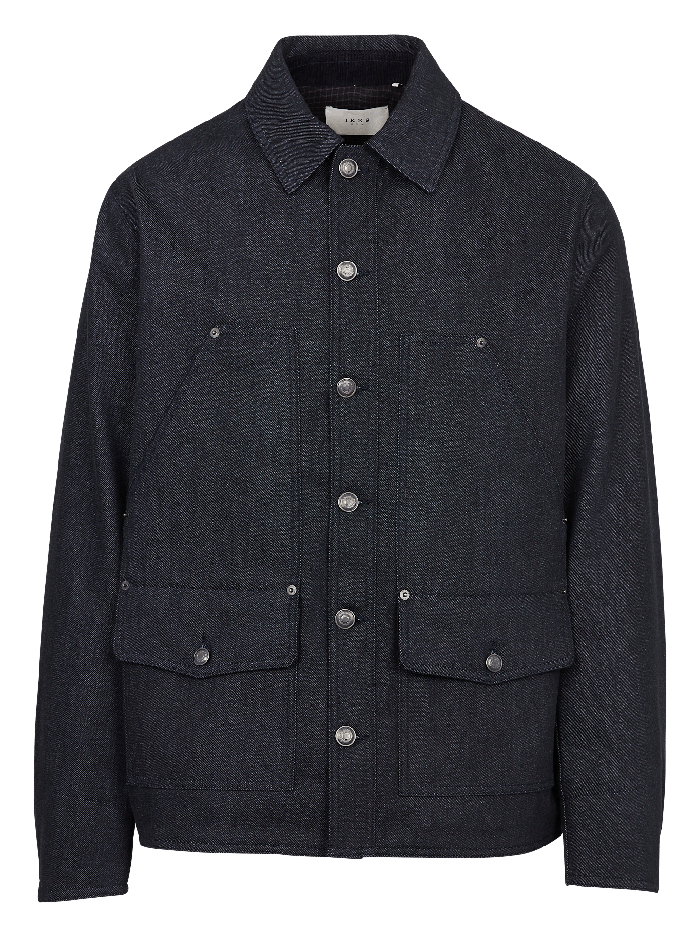 Veste en jean droite col classique en coton IKKS Bleu