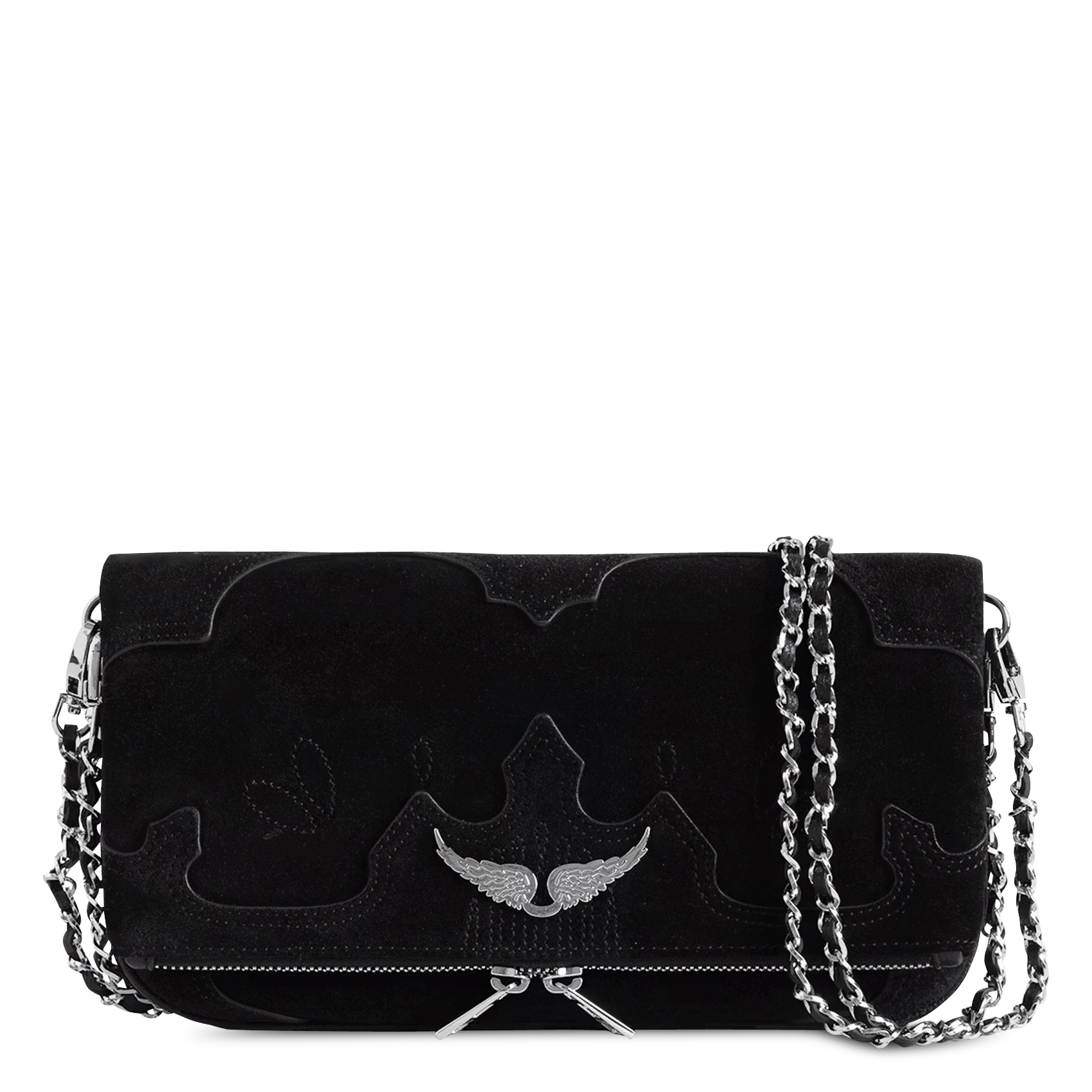 Sac bandoulière en cuir velours rock ZADIG&VOLTAIRE Noir