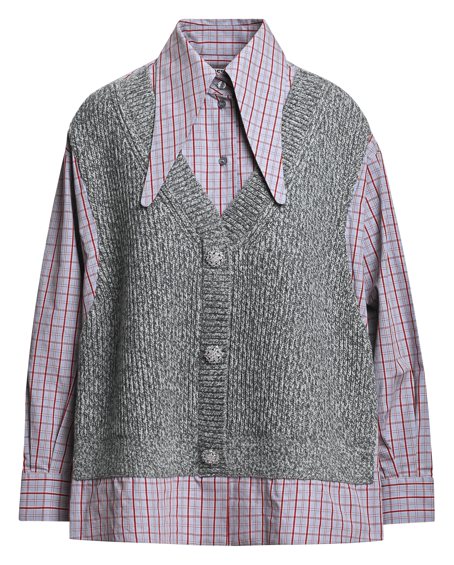 Chemise oversize superposée en laine kute ESSENTIEL ANTWERP Gris
