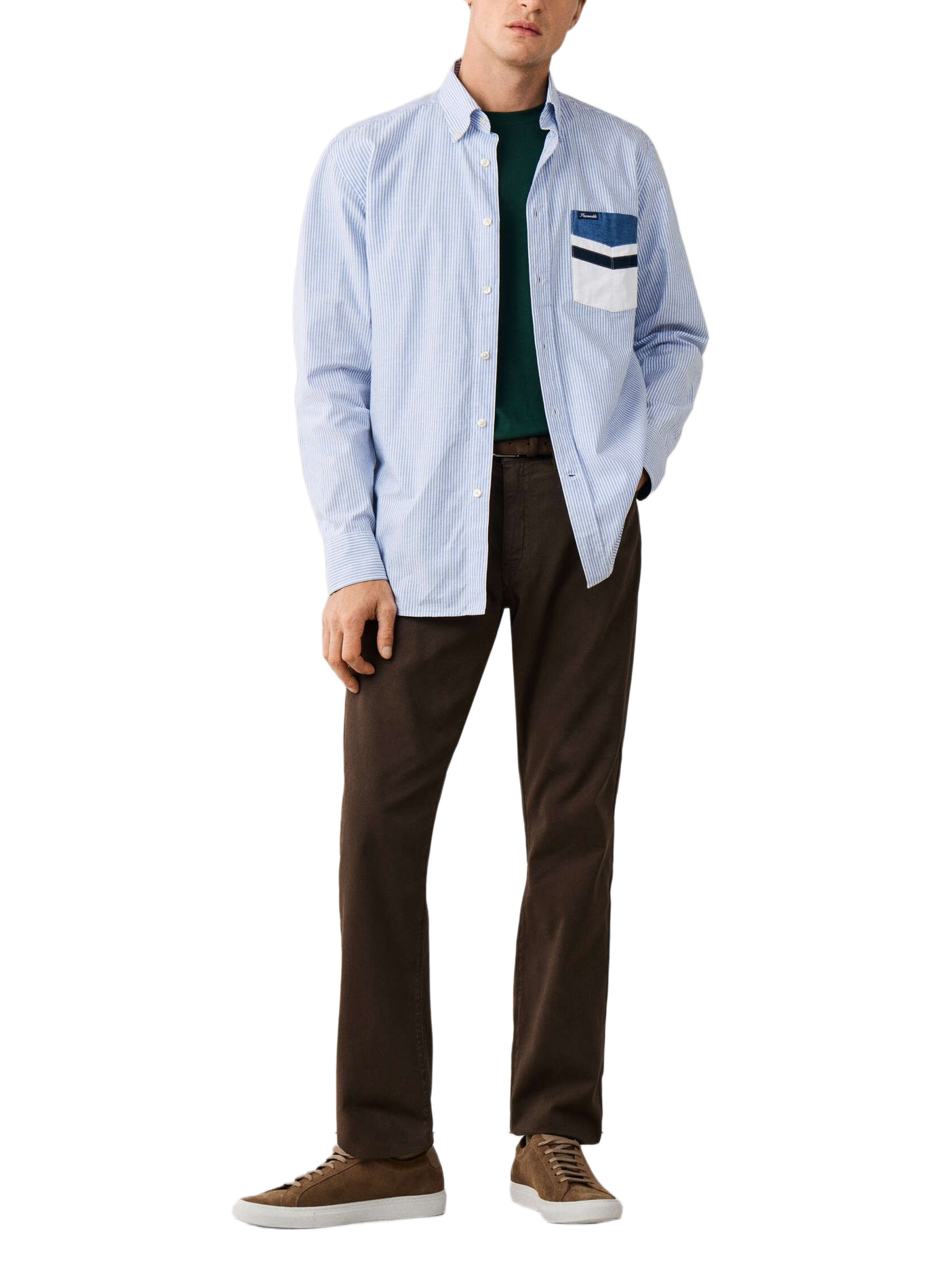 Rechte gestreepte katoenen blouse met knoopkraag FACONNABLE Blauw