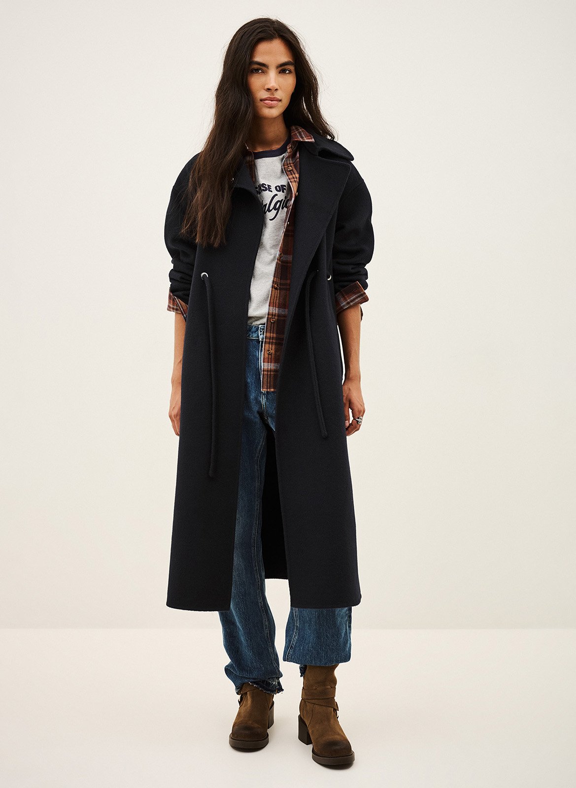 Manteau cintré en laine mélangée kate  Encre