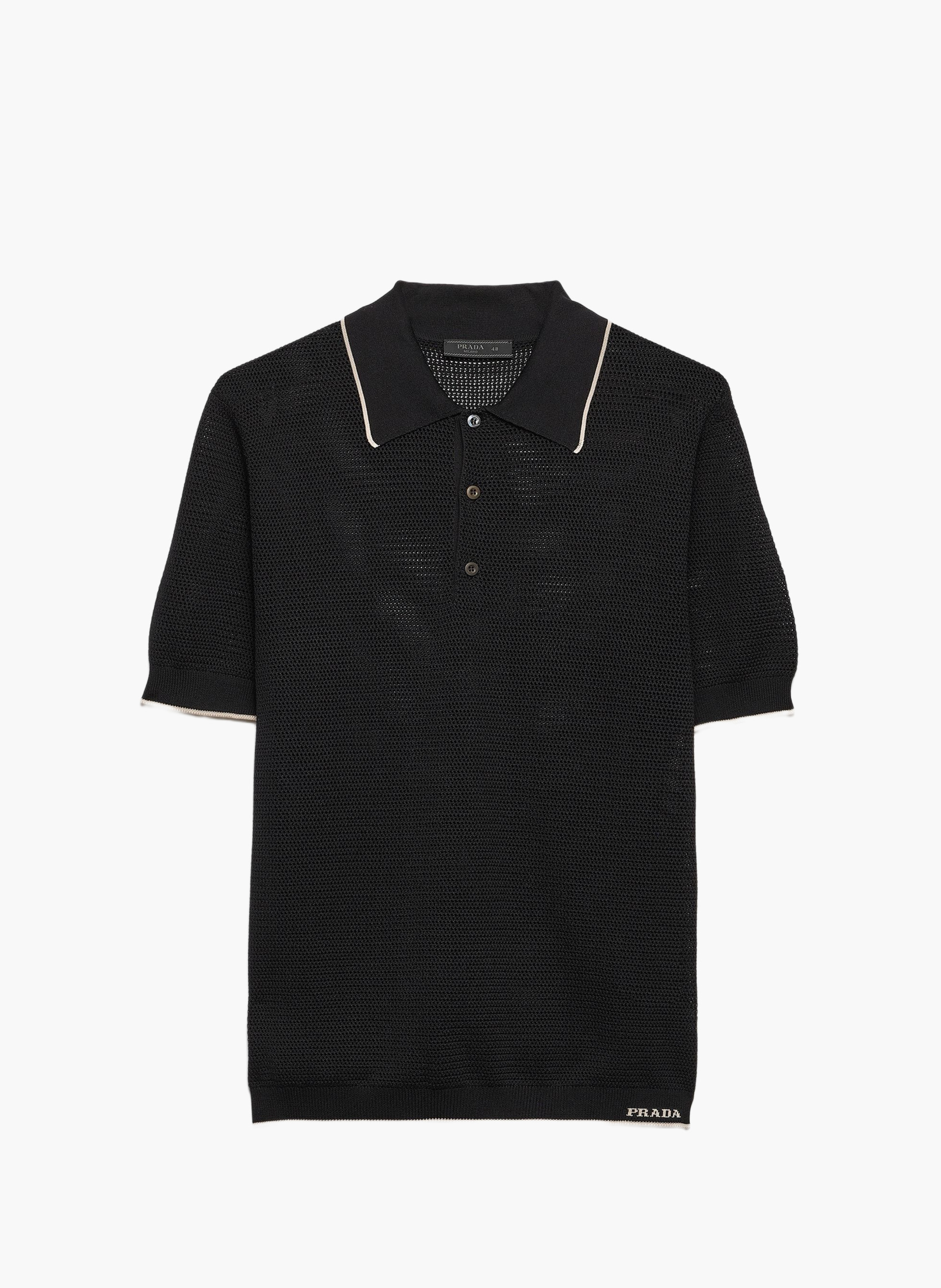 Polo en soie et coton PRADA Noir