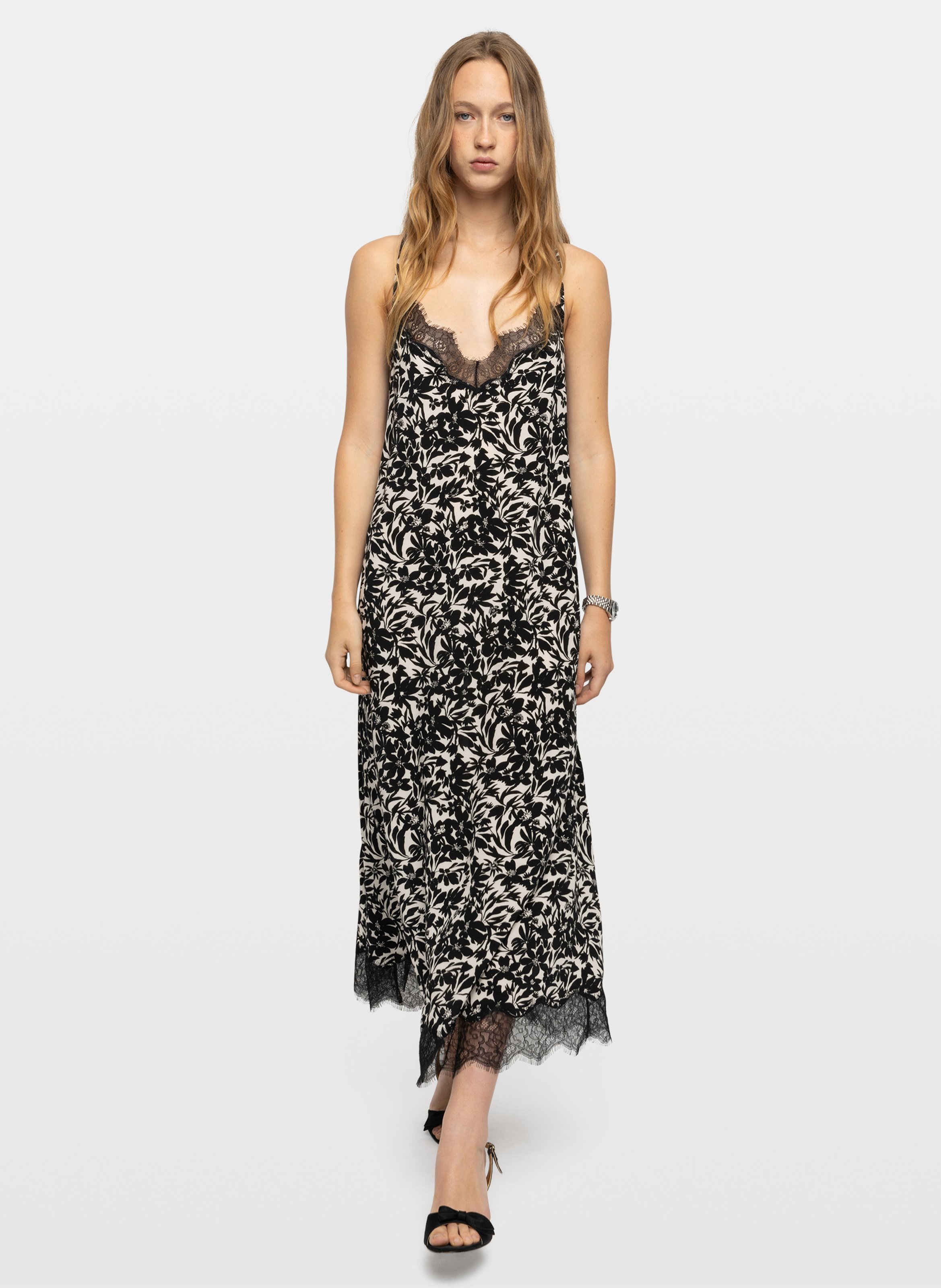 Robe longue encolure v en dentelle respa ZADIG&VOLTAIRE Zwart
