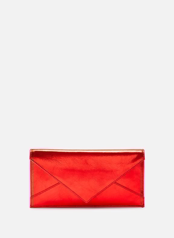 Pochette en cuir métallisé Rouge by SAISON 1865 SAISON 1865 Pochette en cuir métallisé Rouge