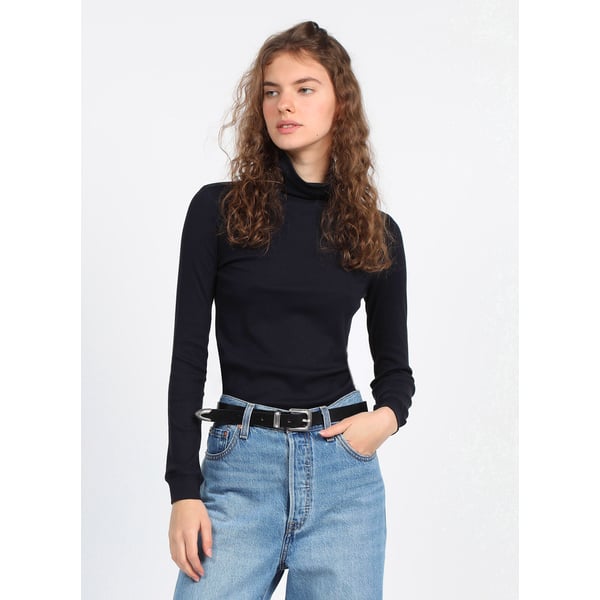 T-shirt col roulé en coton mélangé