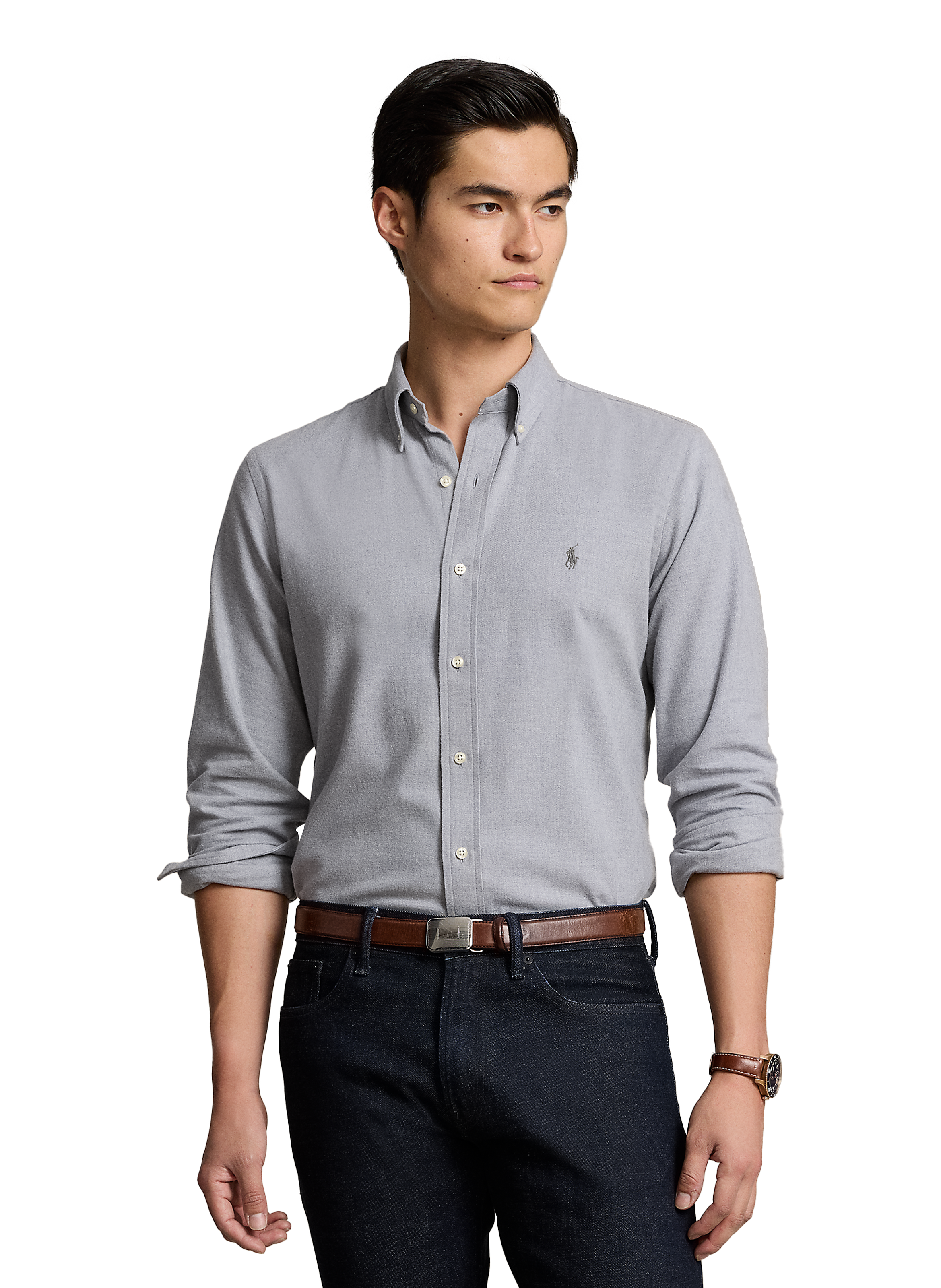 POLO RALPH LAUREN Chemise unie en coton  Gris