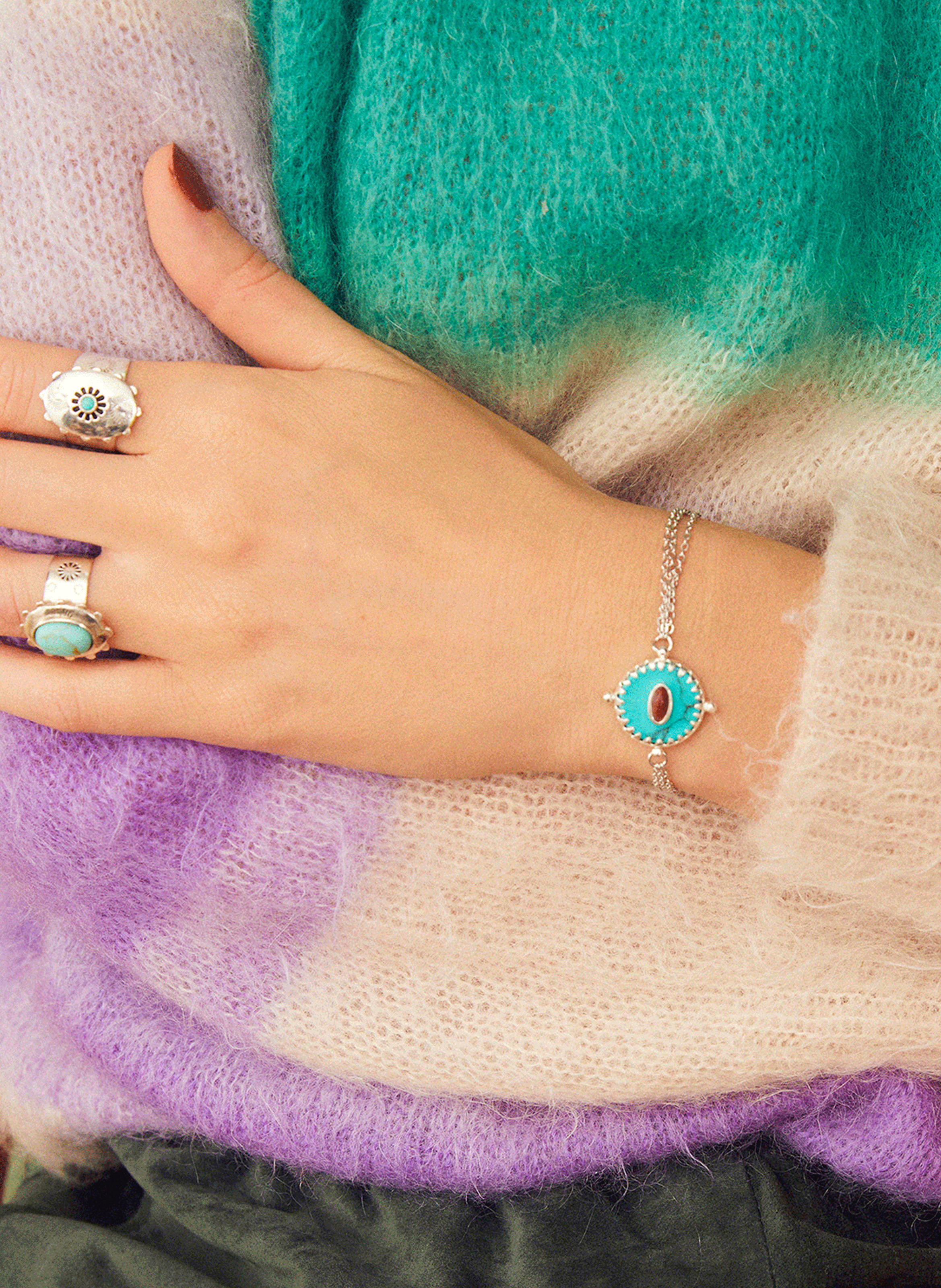 Bracelet avec cabochon réversible lover HIPANEMA Bleu