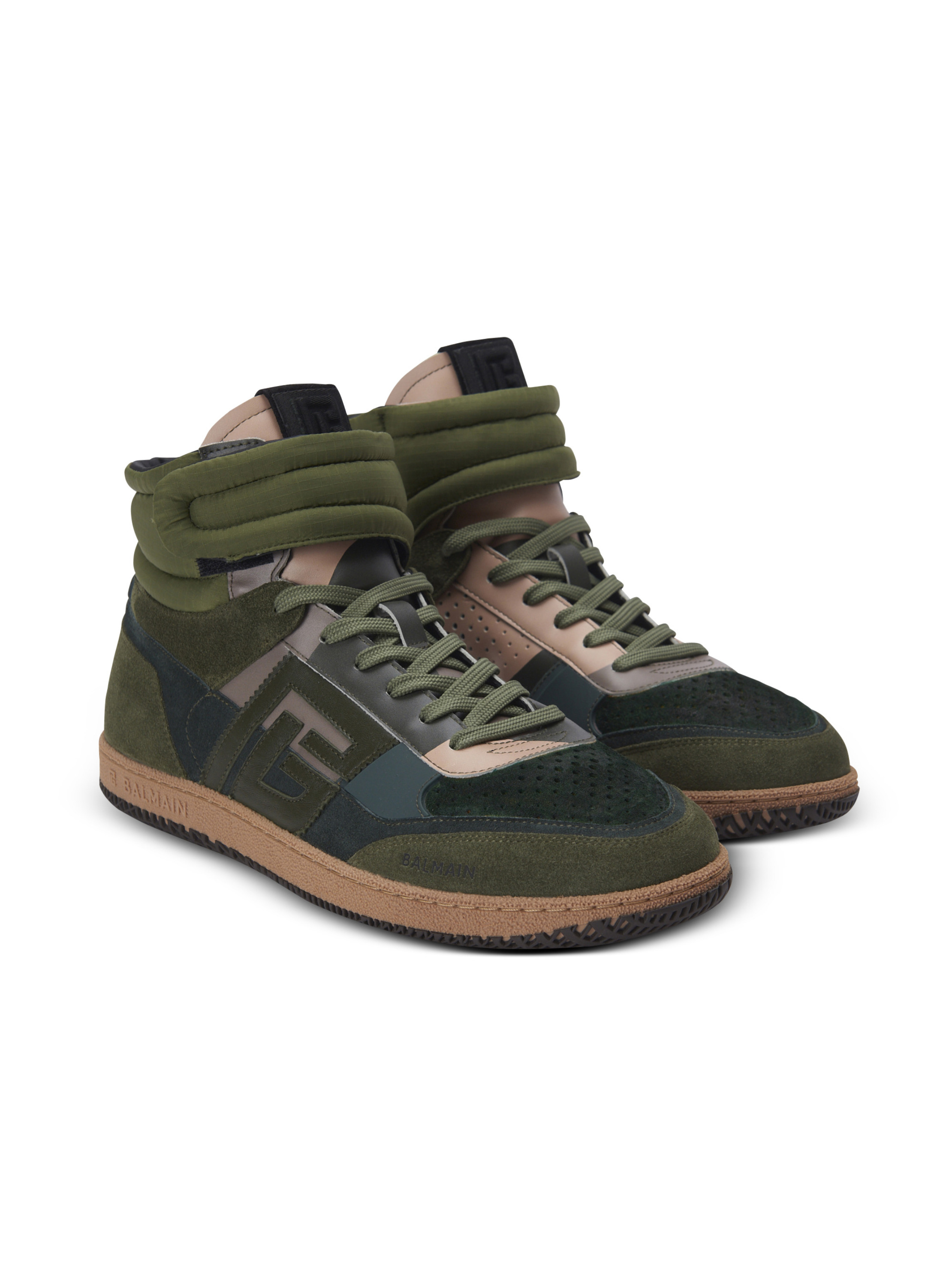 Baskets balmain swan mid-top en cuir de veau et cuir suédé BALMAIN Noir